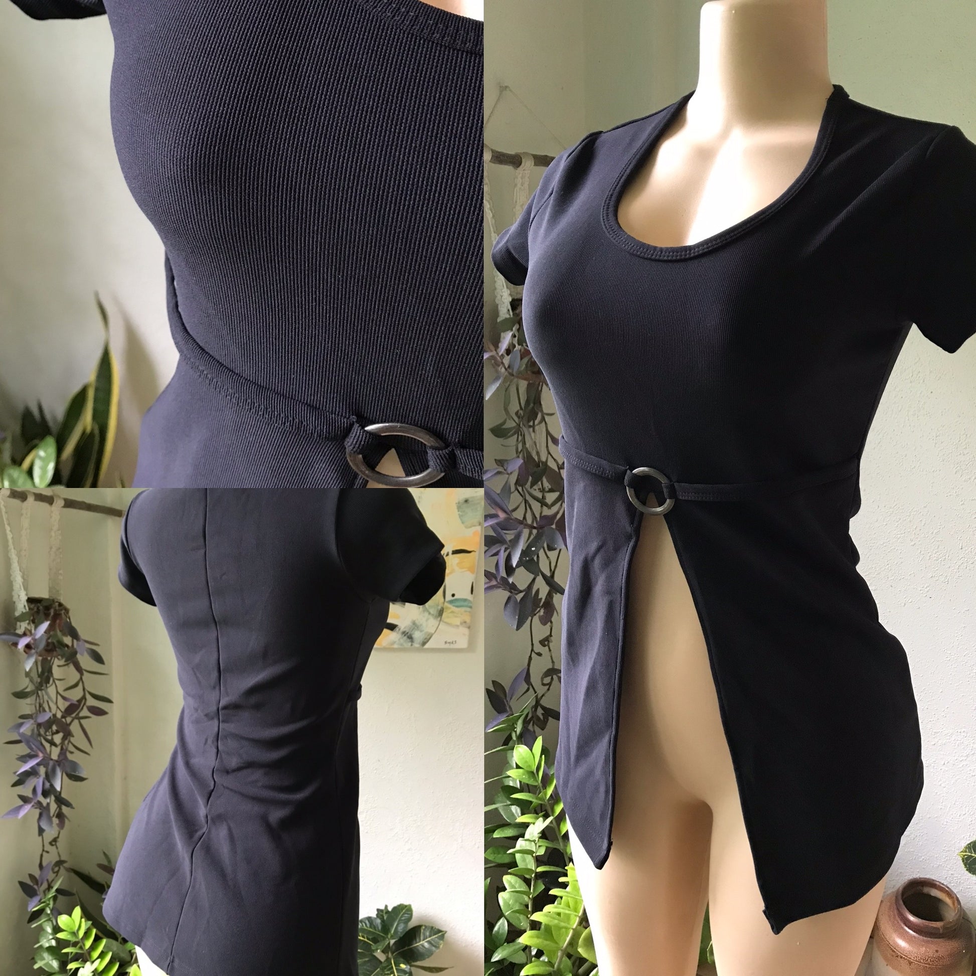 Stretchy Black Flap Top Retro Buckle