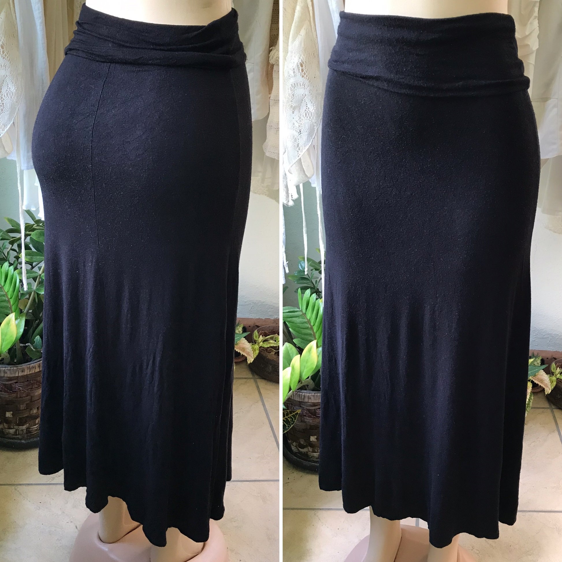 Basic Soft Black Maxi Skirt