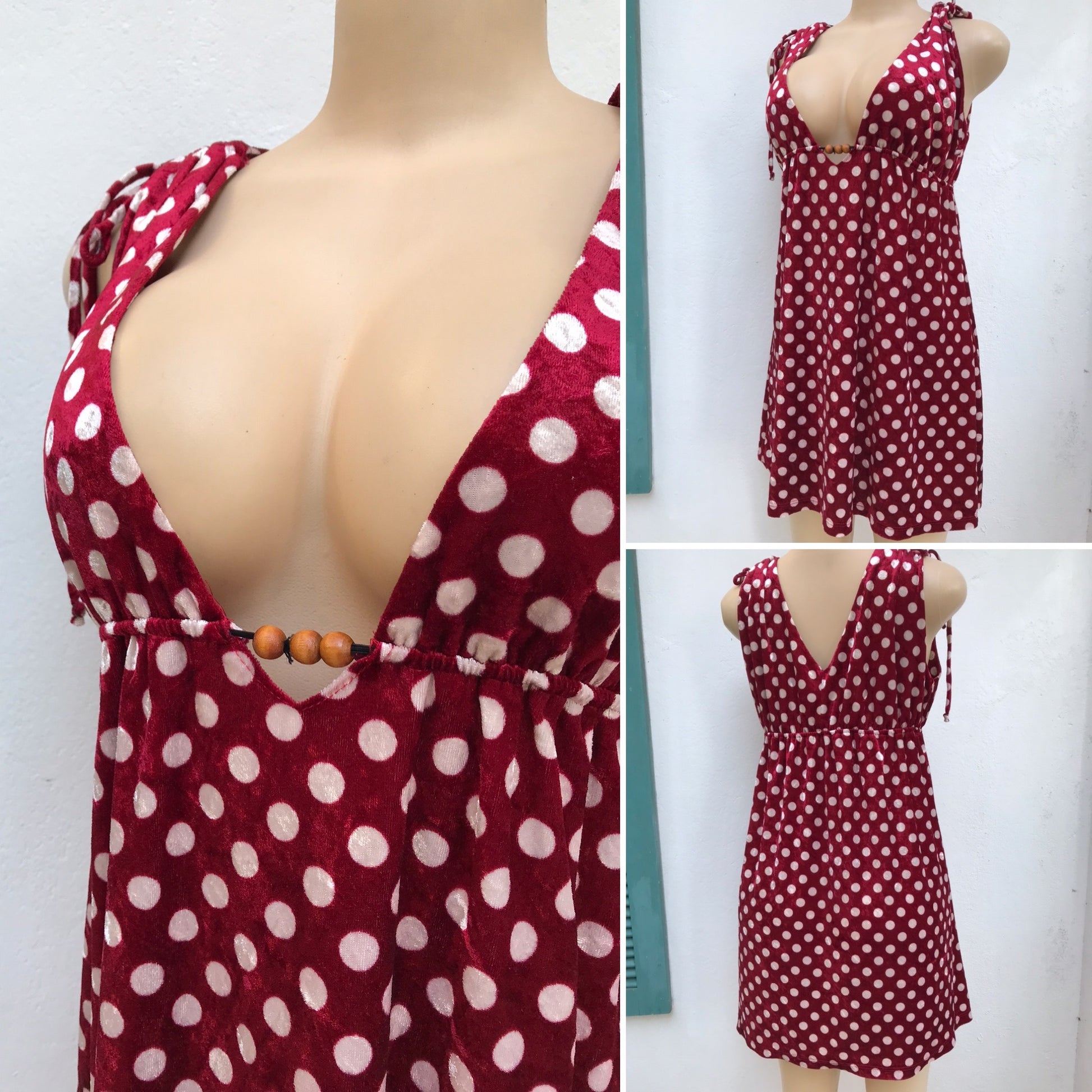 Velveteen Red Large Polka Mini Dress