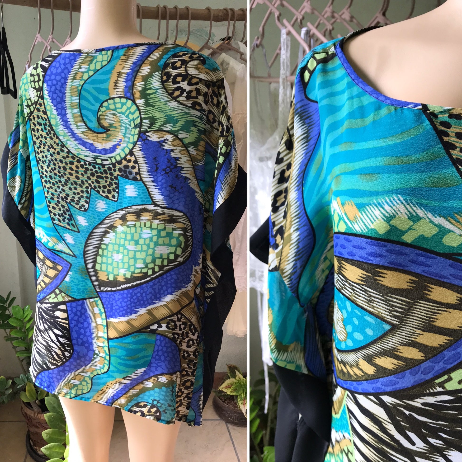 Blues Bold Print Kaftan Blouse