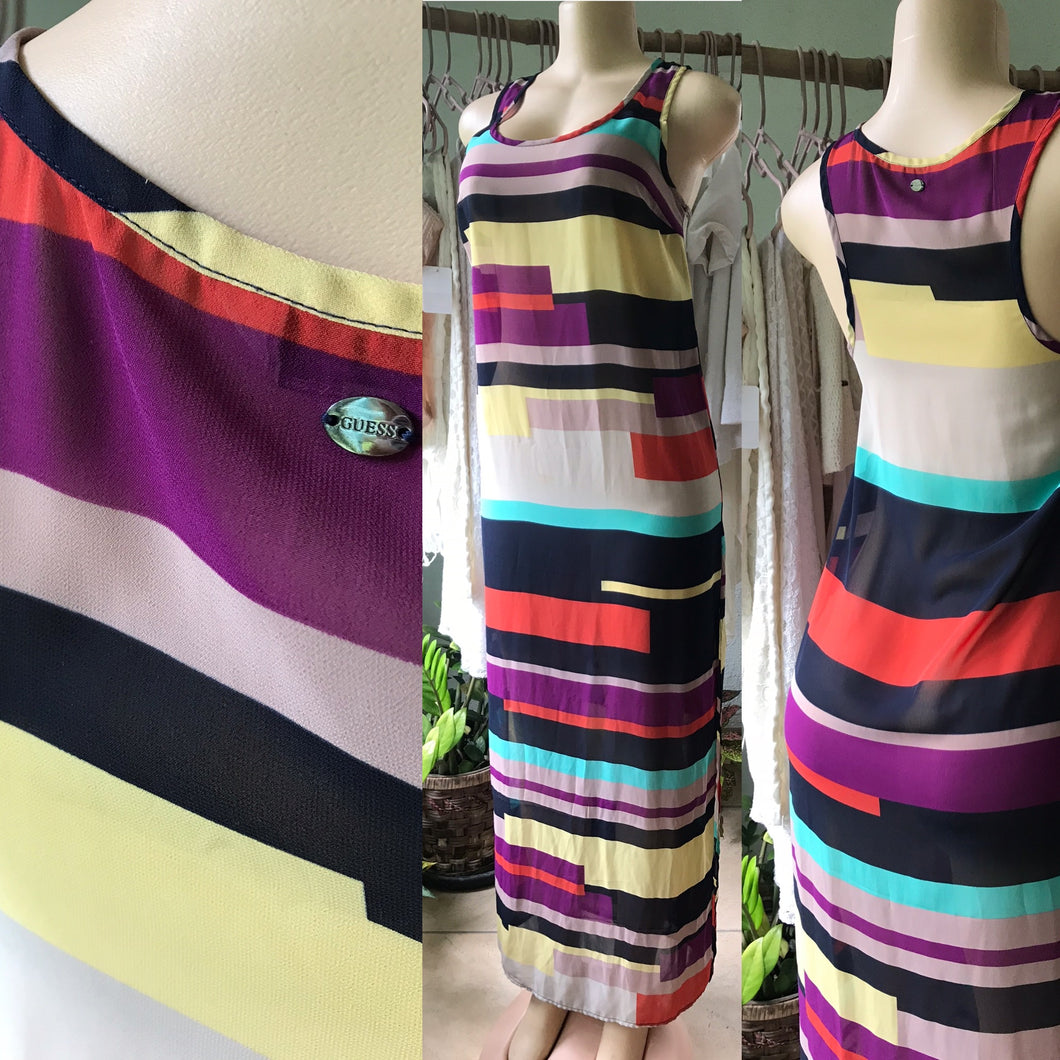 GUESS Colour Block Sheer Dress / Coverup