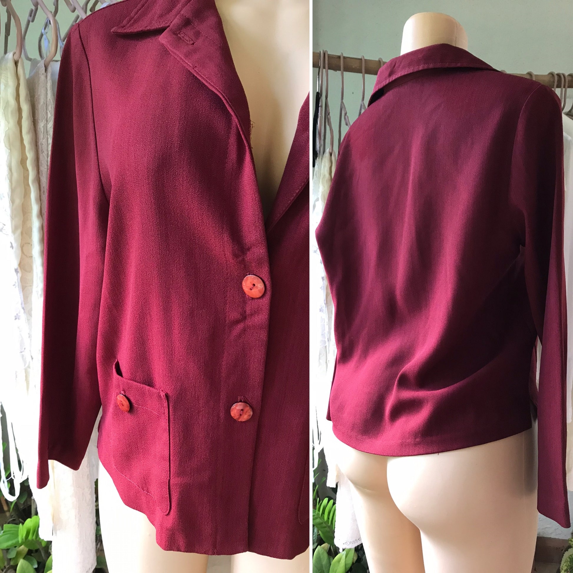 60s Vintage Maroon Slinky Jacket