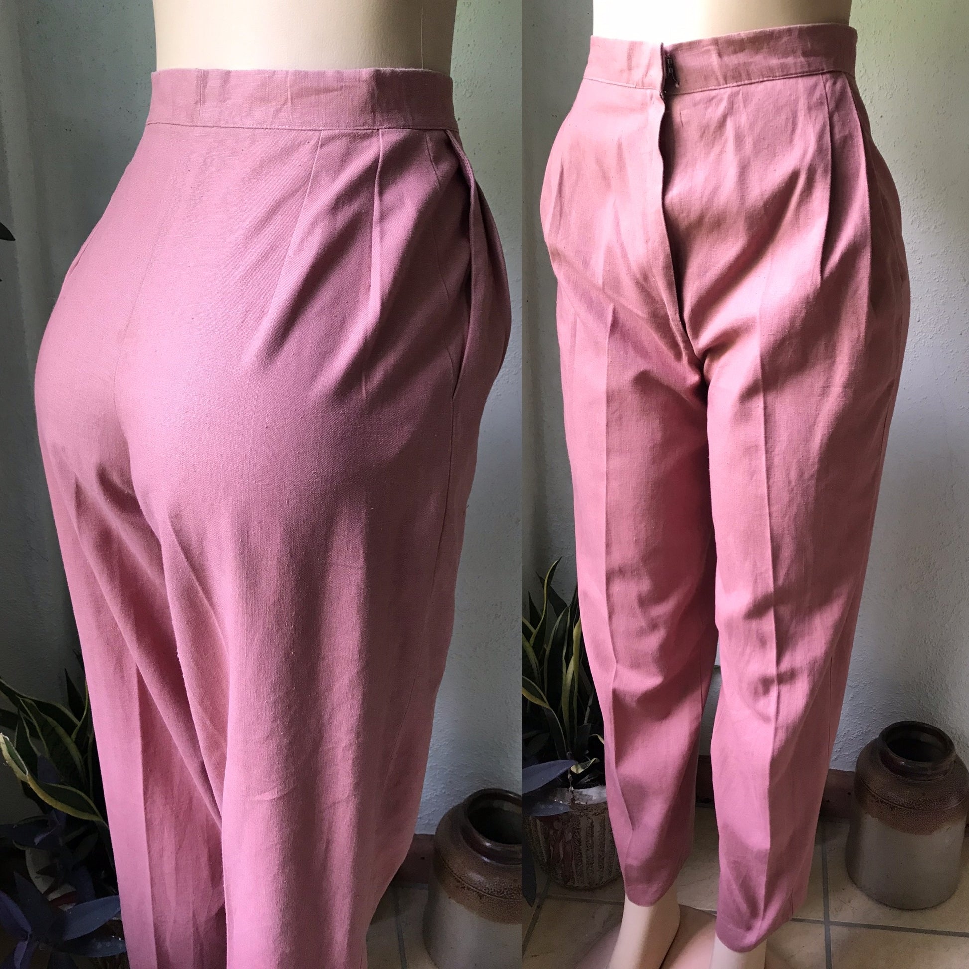 Blush High Waist Linen Dress Pants - S