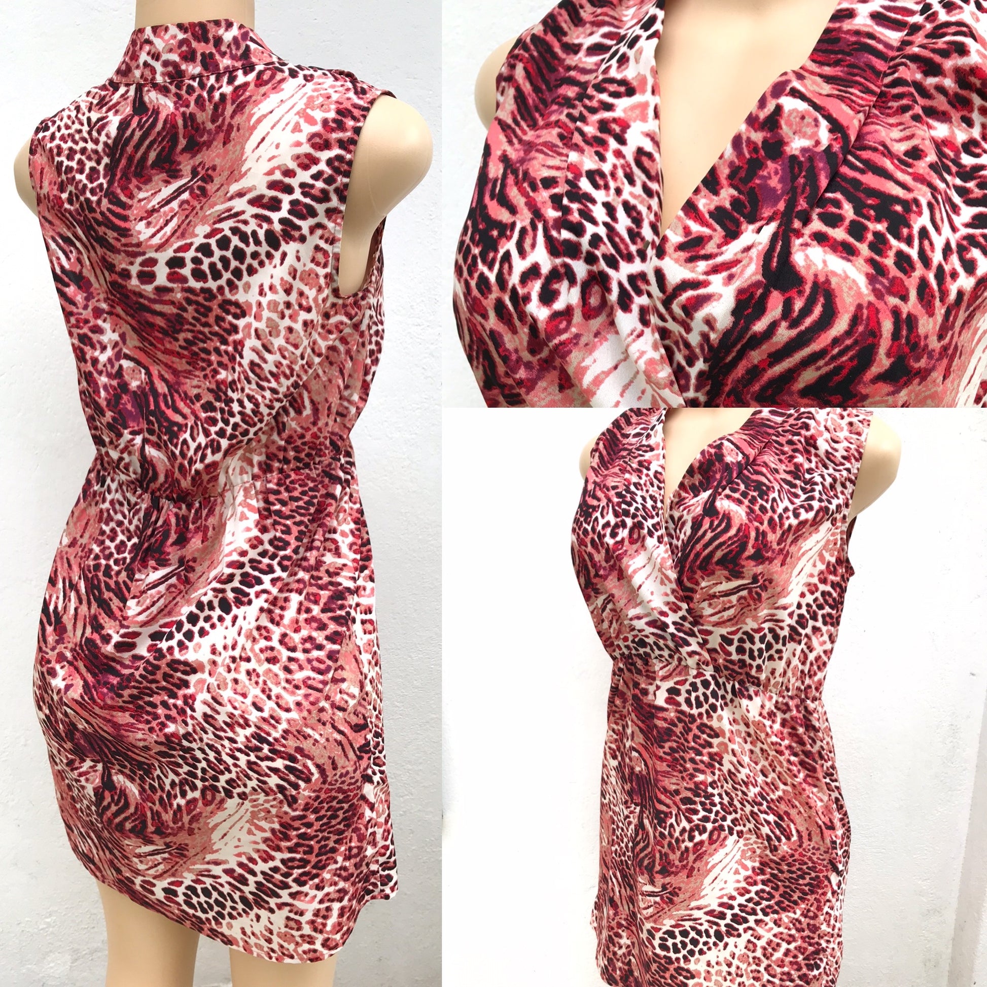 Red Cheetah Sleeveless Sheer Dress