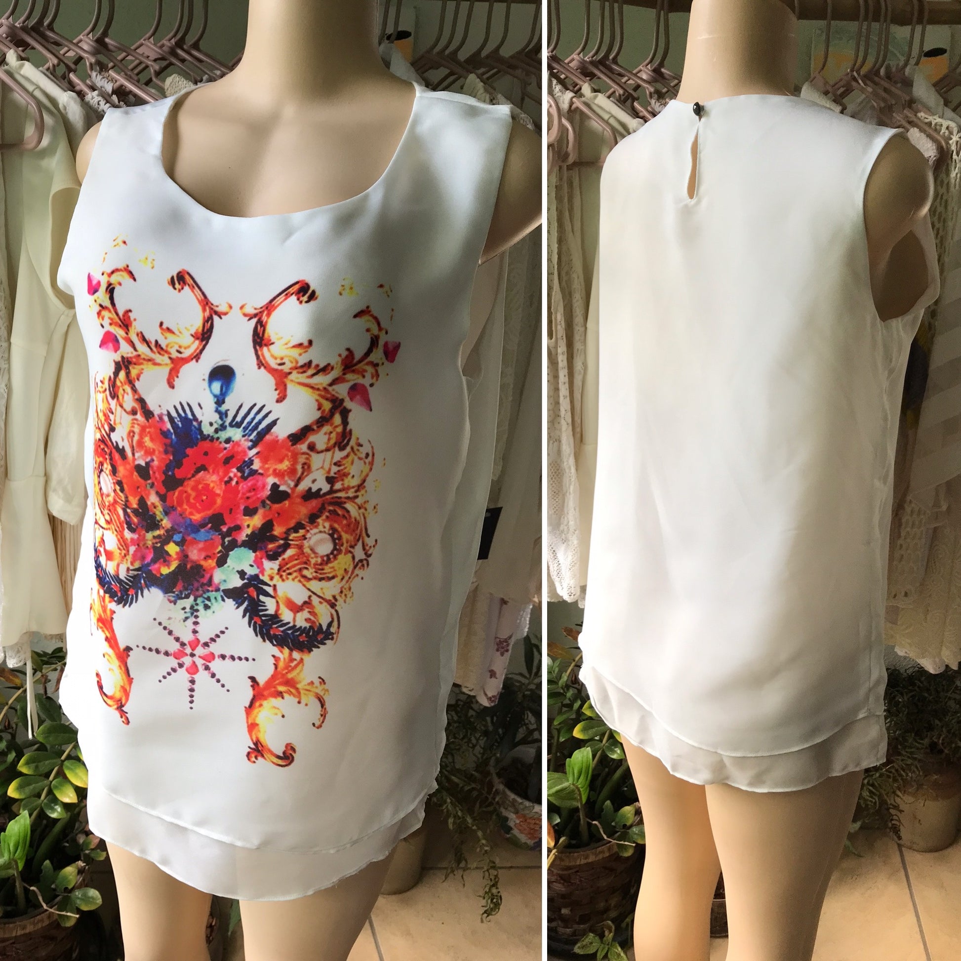 PLUS White Sheer Layered Blouse Pattern