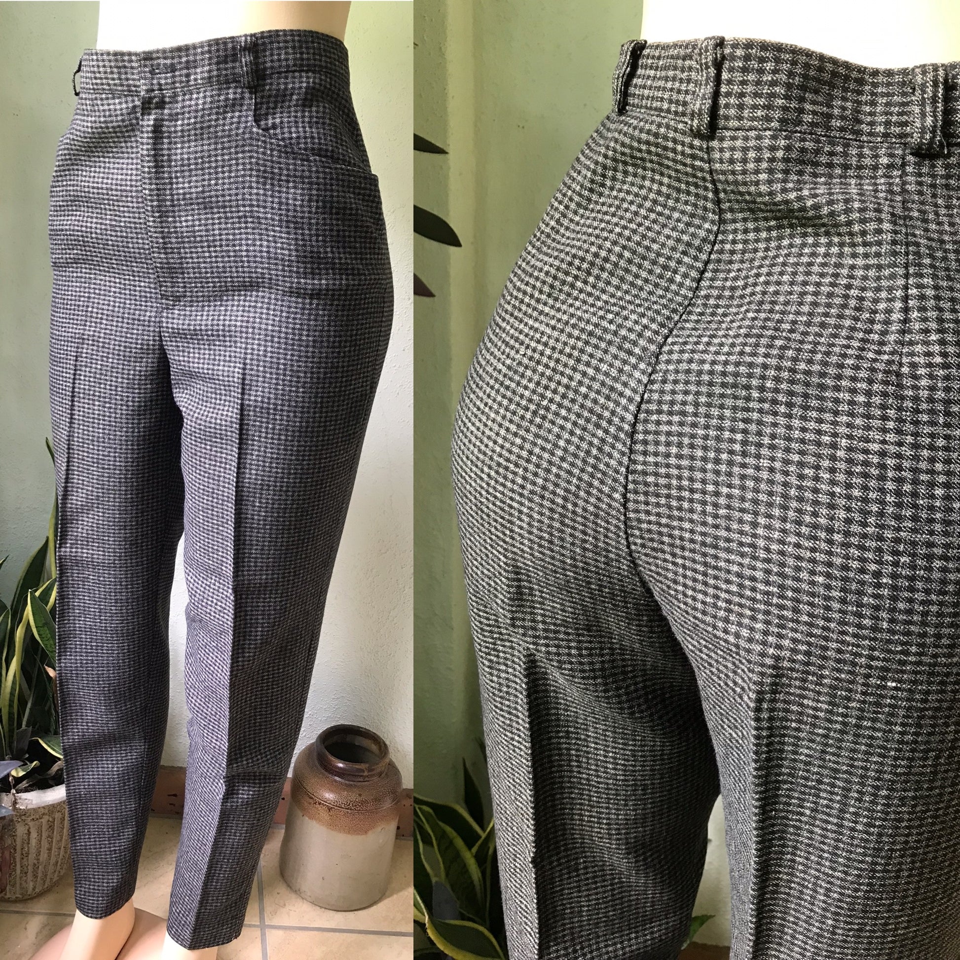 Vintage Preppy Plaid Dress Pant High Waist - S