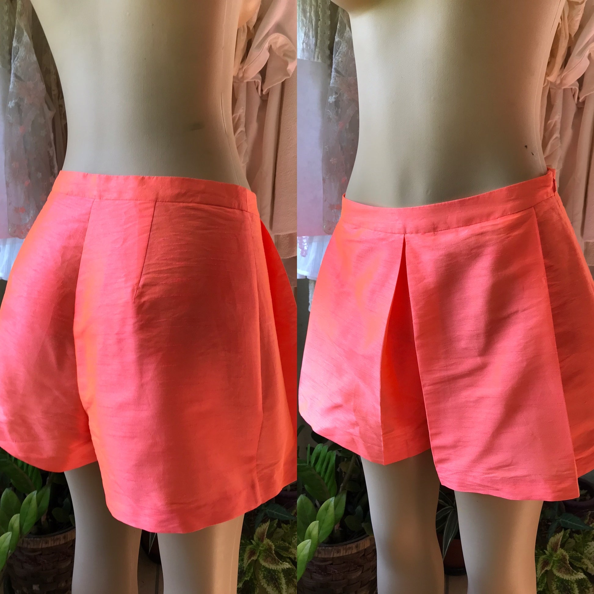 NEW Asos UK Neon Orange Pleat Baloon Shorts
