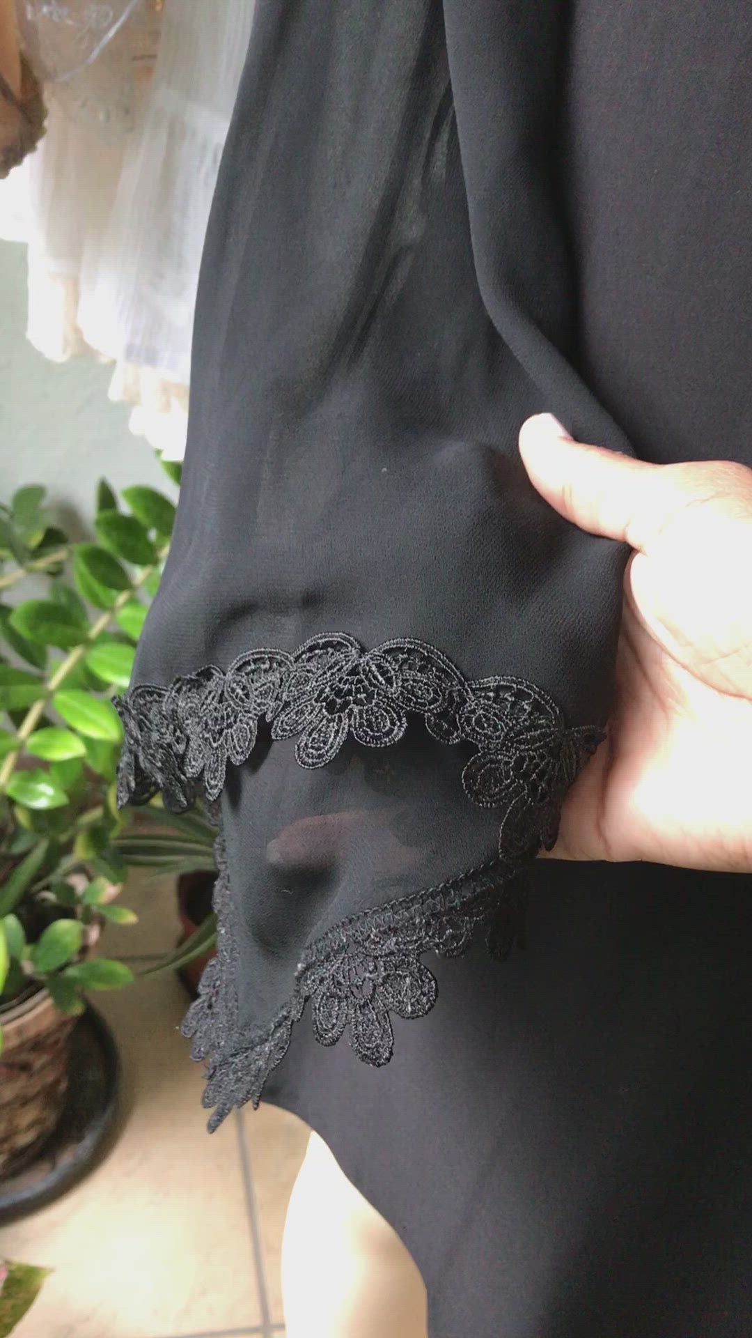 Black Sheer Bell Sleeve Dress