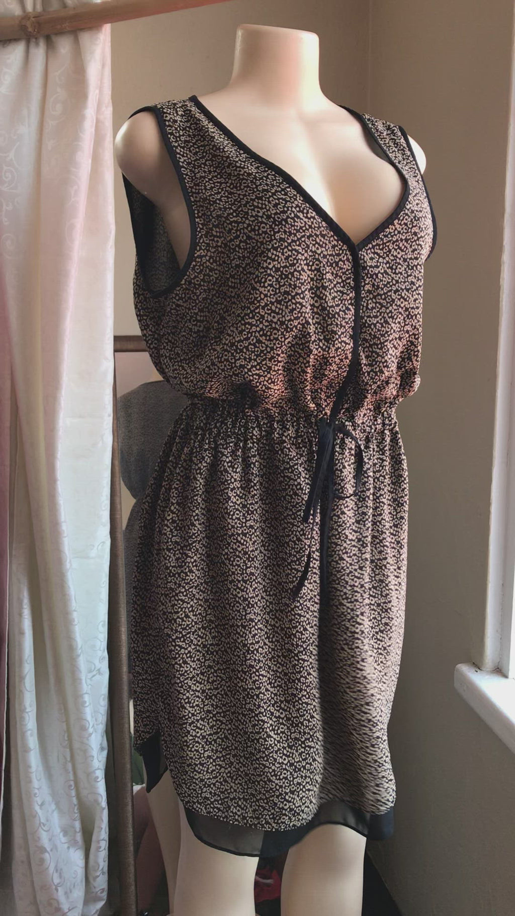 Sheer Layered Fine Cheetah Dress - L - XL