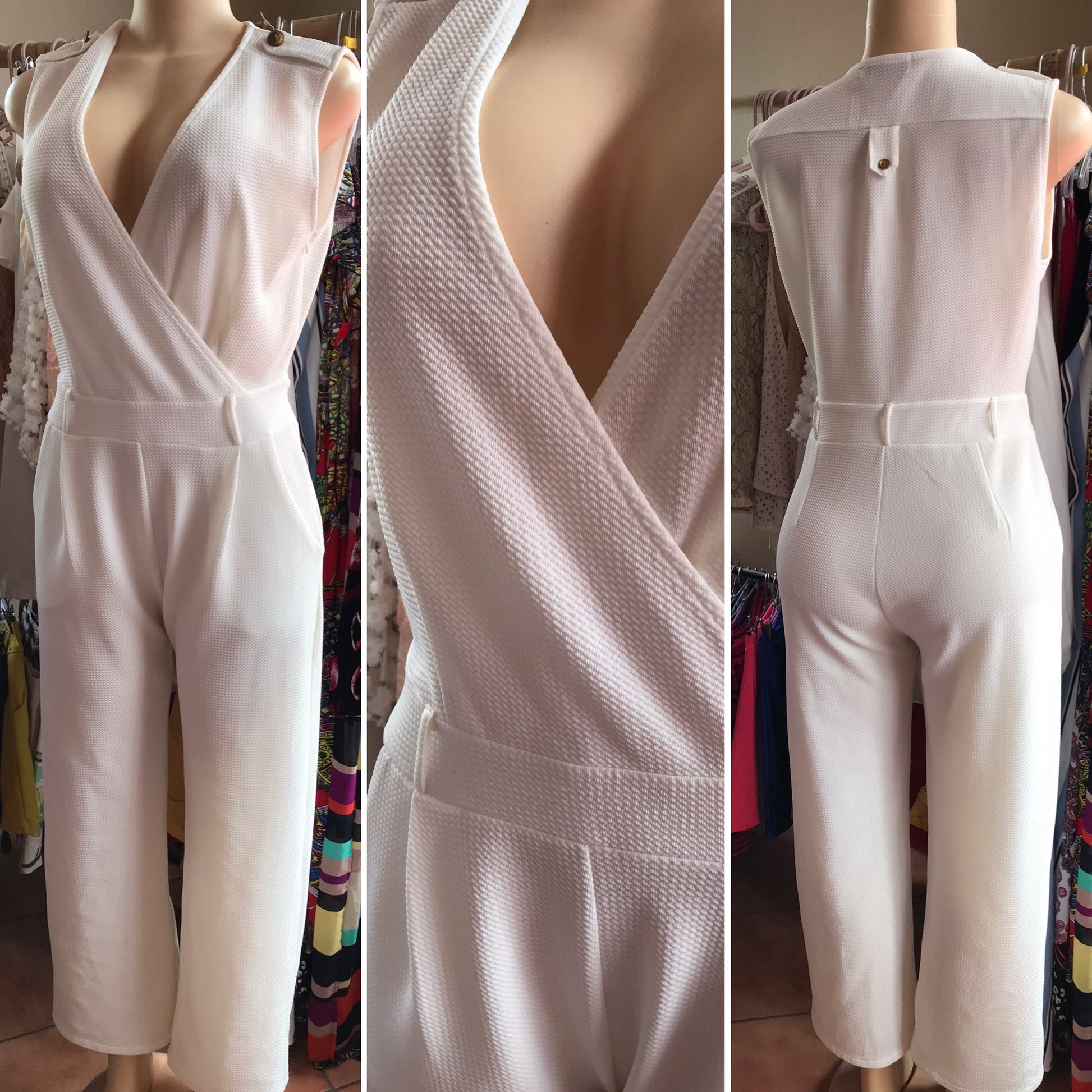 White Embossed Jumpsuit L/XL
