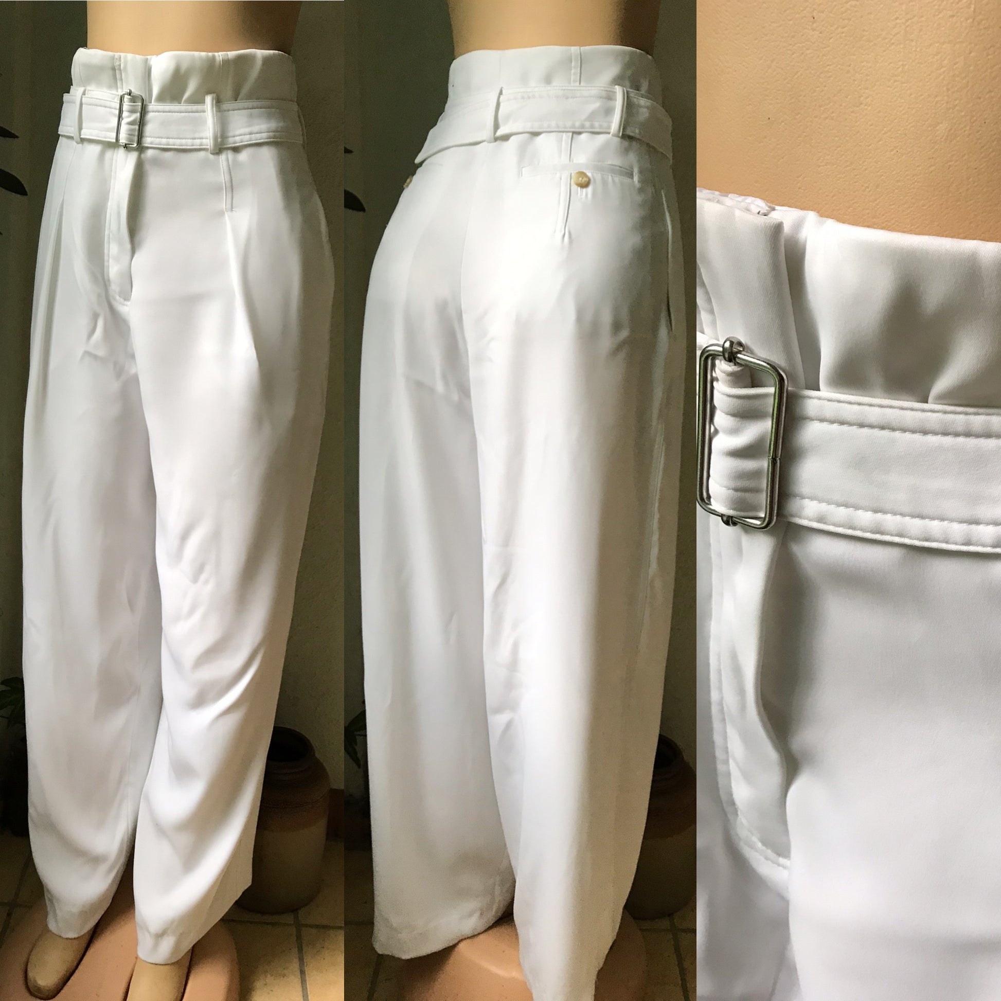 Super High Waist White Ruffle Top Occasion Palazzos - S