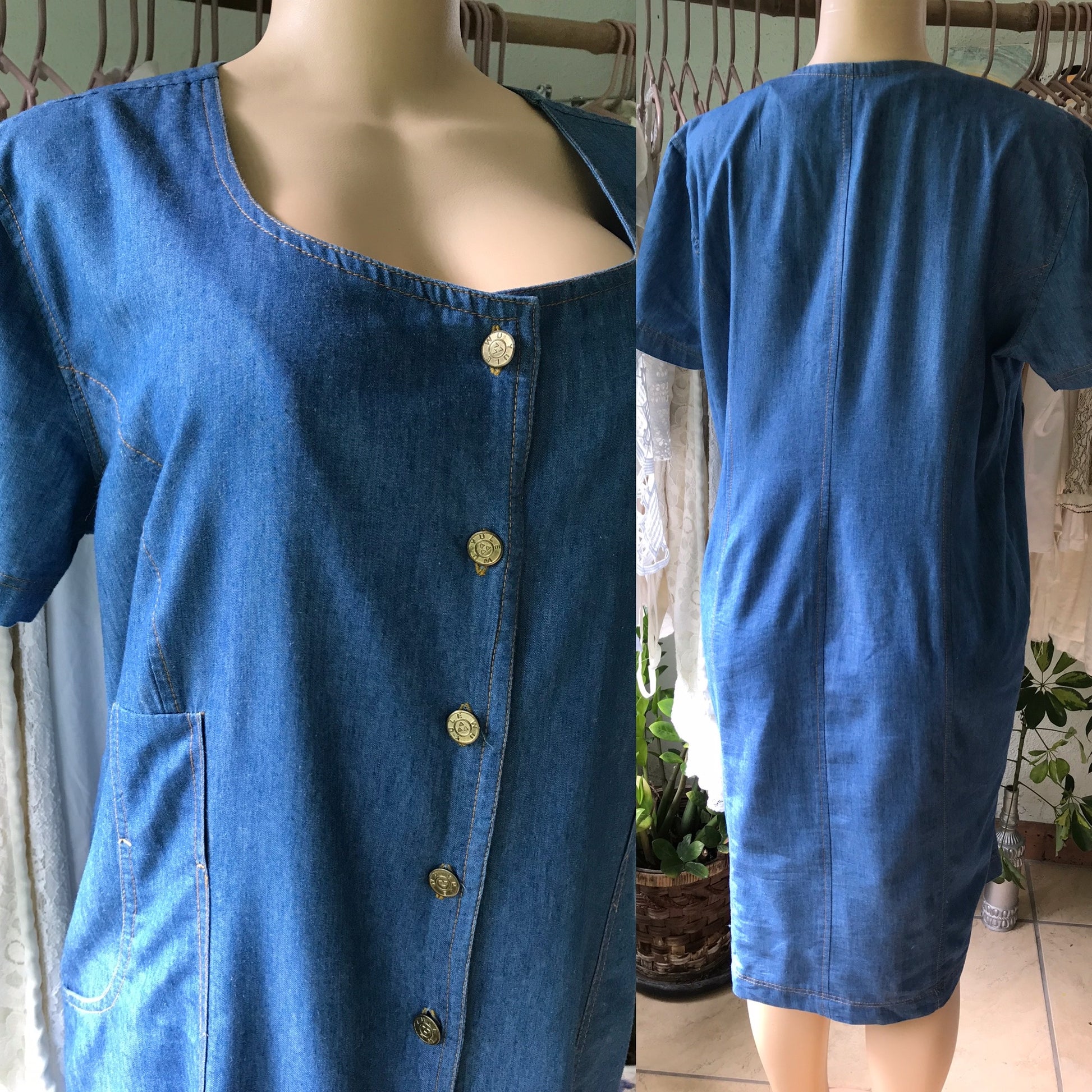 PLUS Vintage Denim Button Down Dress