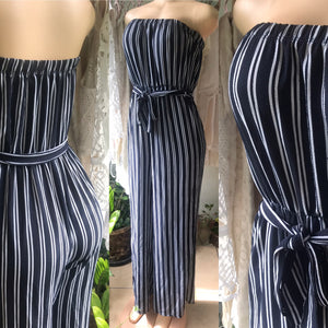 Navy Stripe Jumpsuit Tied