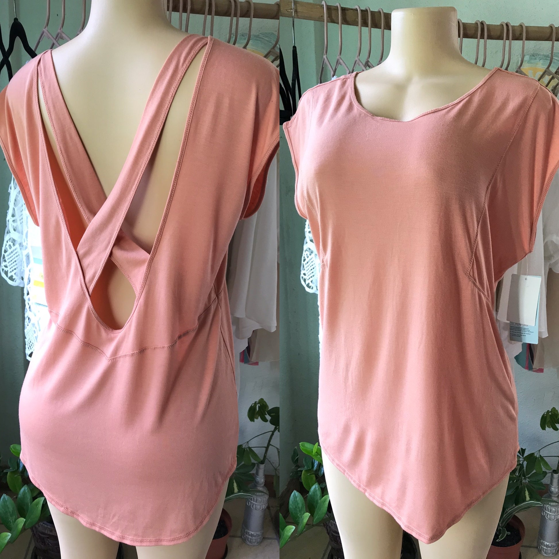 Nordstrom New Nude Soft Cross Back Blouse