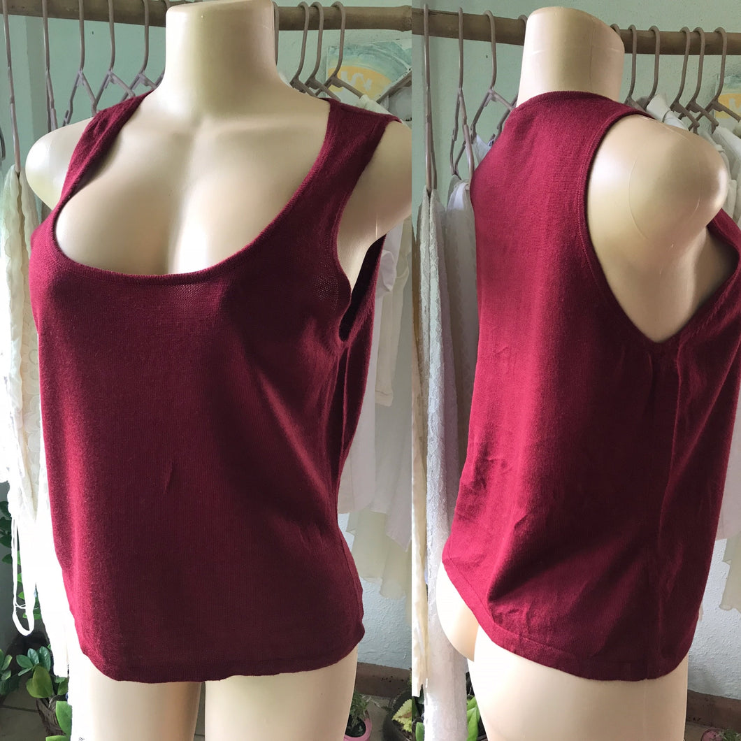 Ann Taylor Wine Sleeveless Knit Top