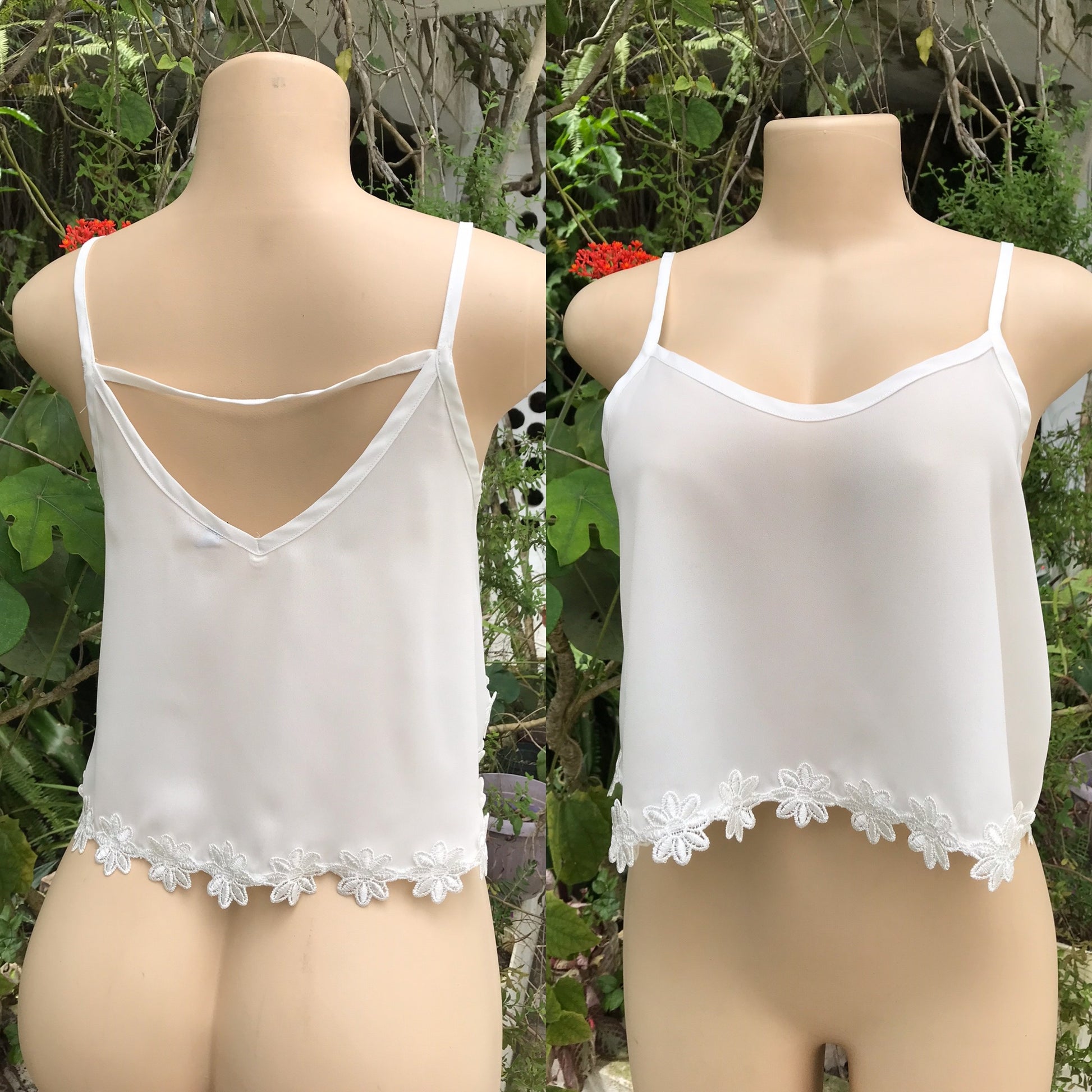 Vintage Applique Sheer Spaghetti Top