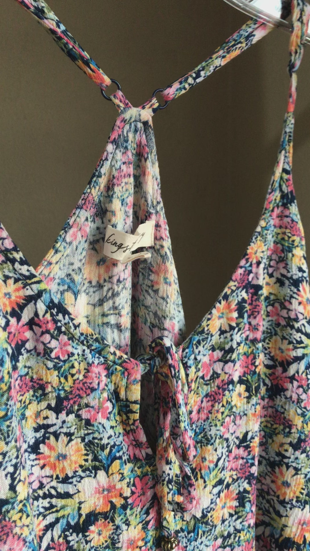 Pretty Floral Racer Back Flounce Top - M