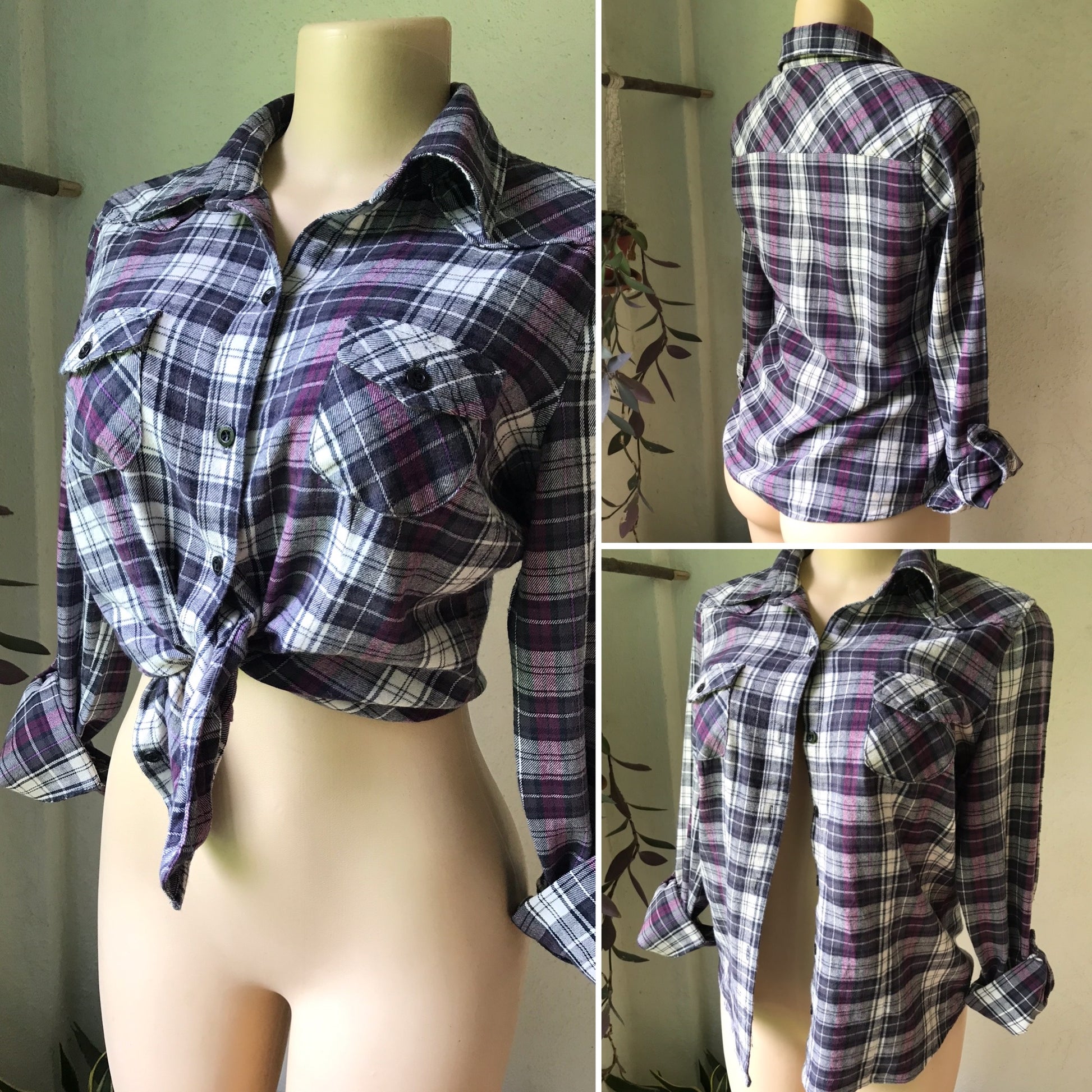 Classic Flannel Button Shirt Soft Grey Pink