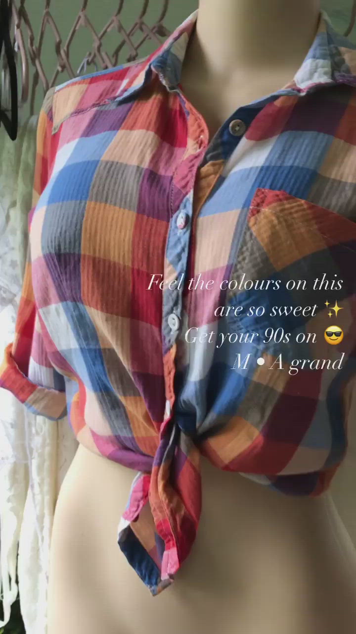 90s Soft Colour Lumberjack Button Down Blouse