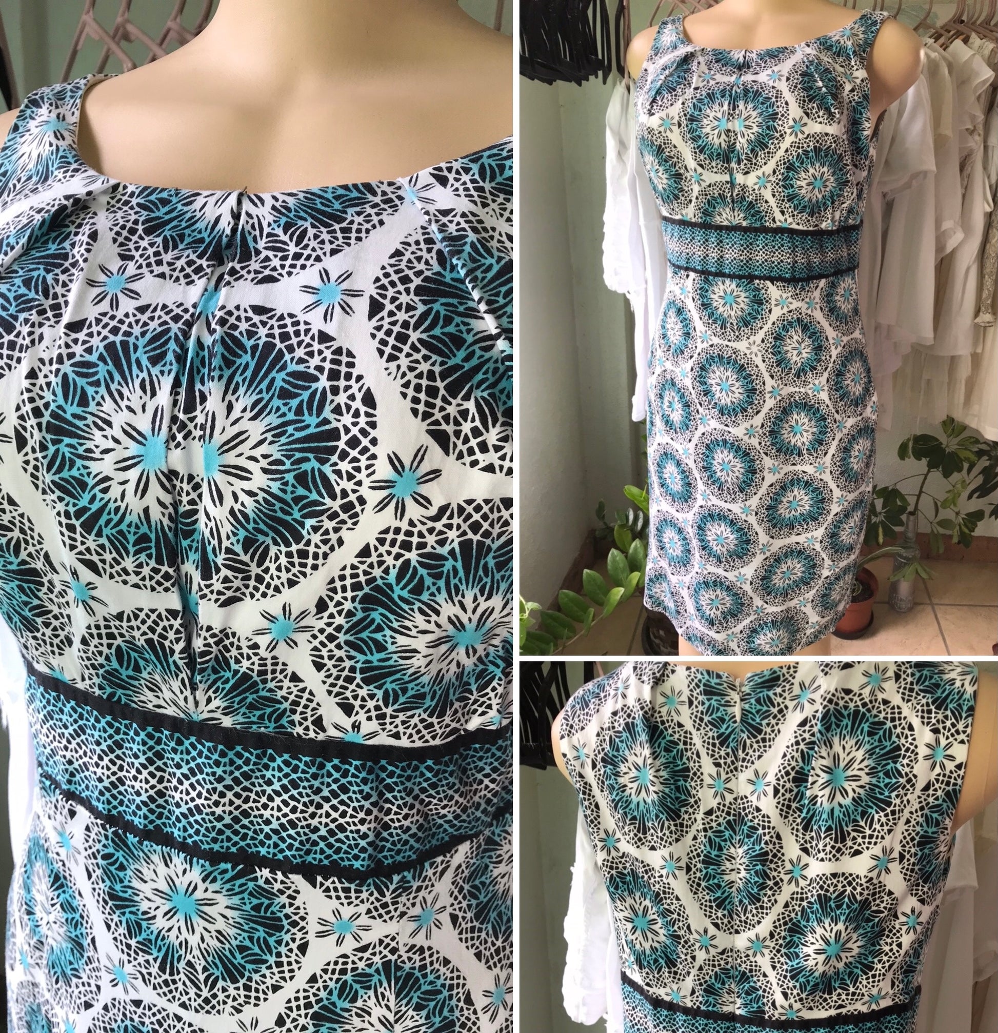 80s Green Mandala Professional Dress Cotton