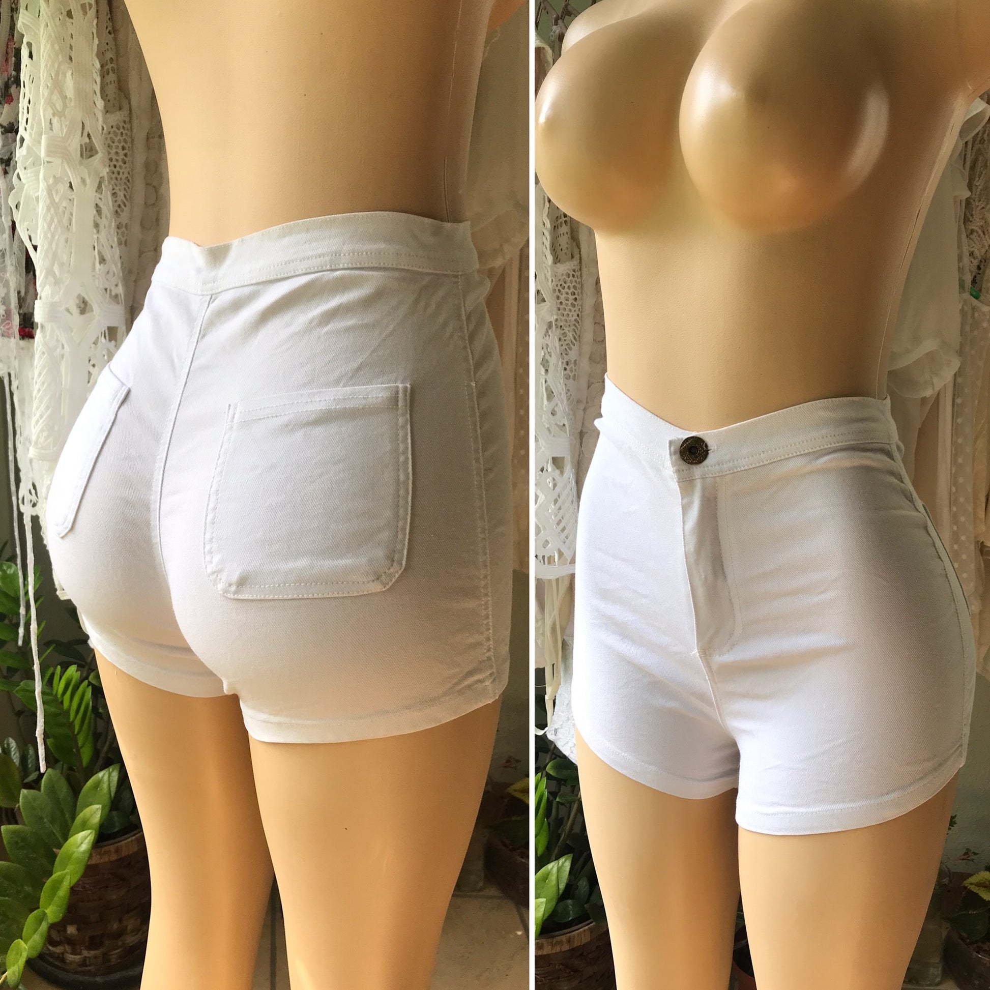 White High Waist Booty Shorts