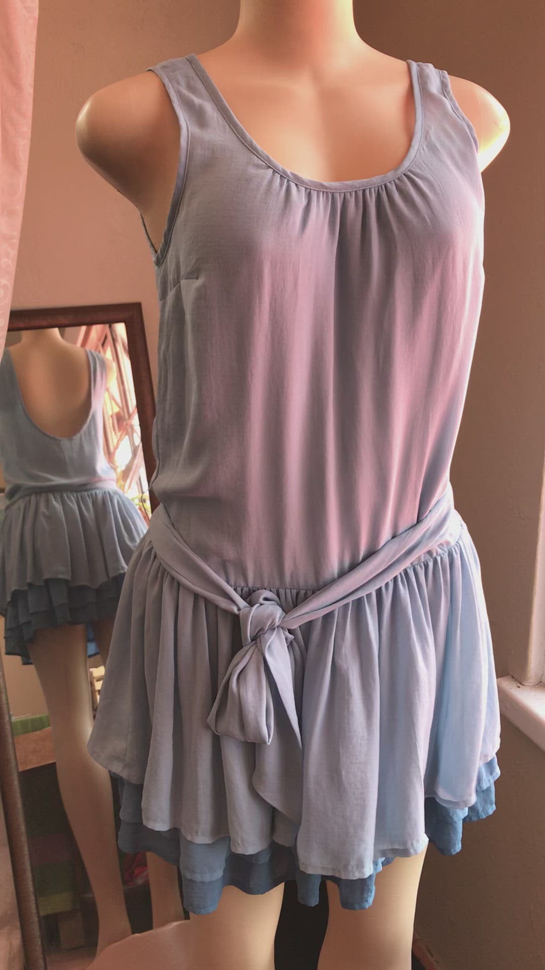 Ice Blue Sheer Layered Mini Dress