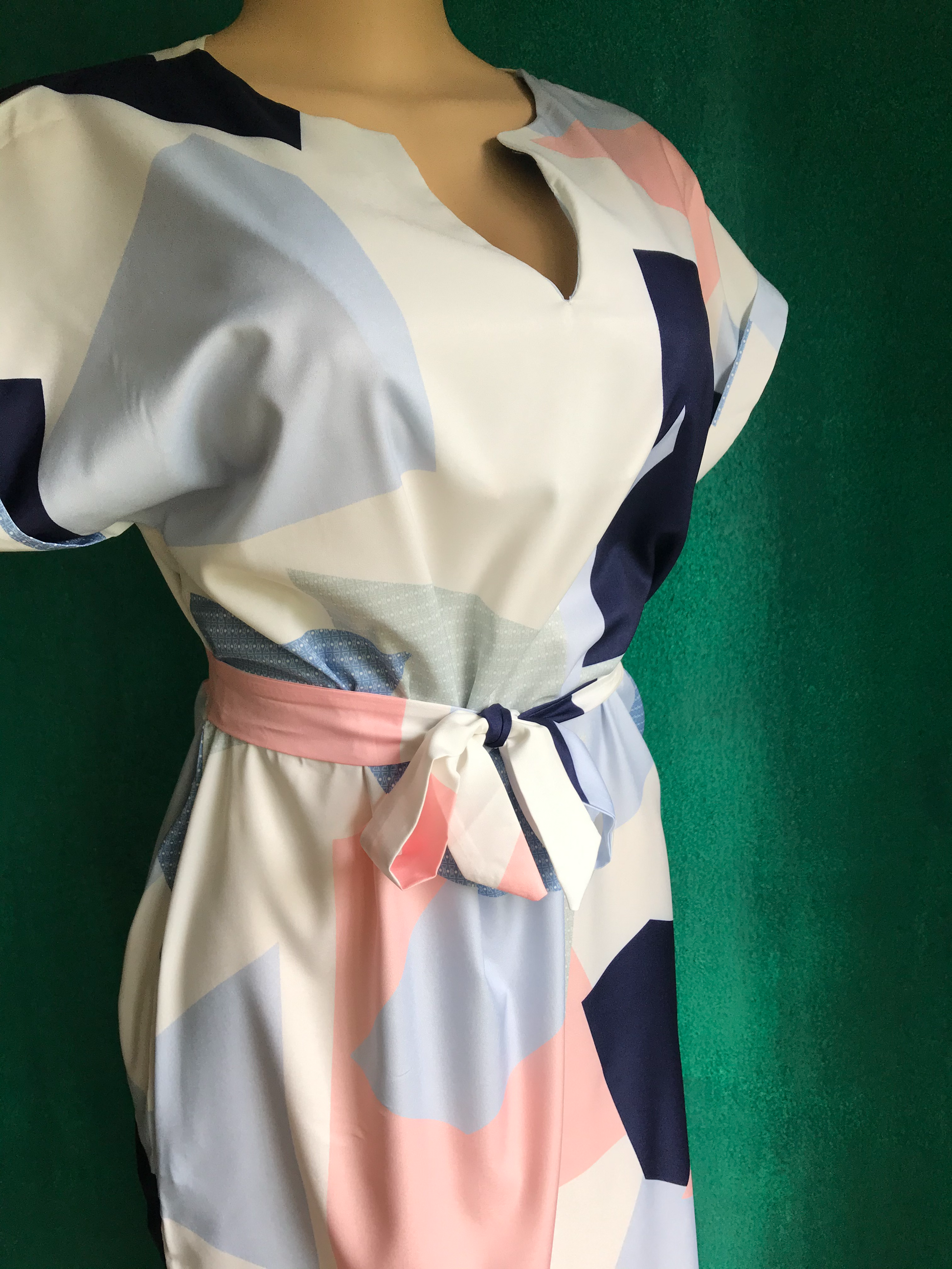 New Pastel Geo Block Sheer Dress
