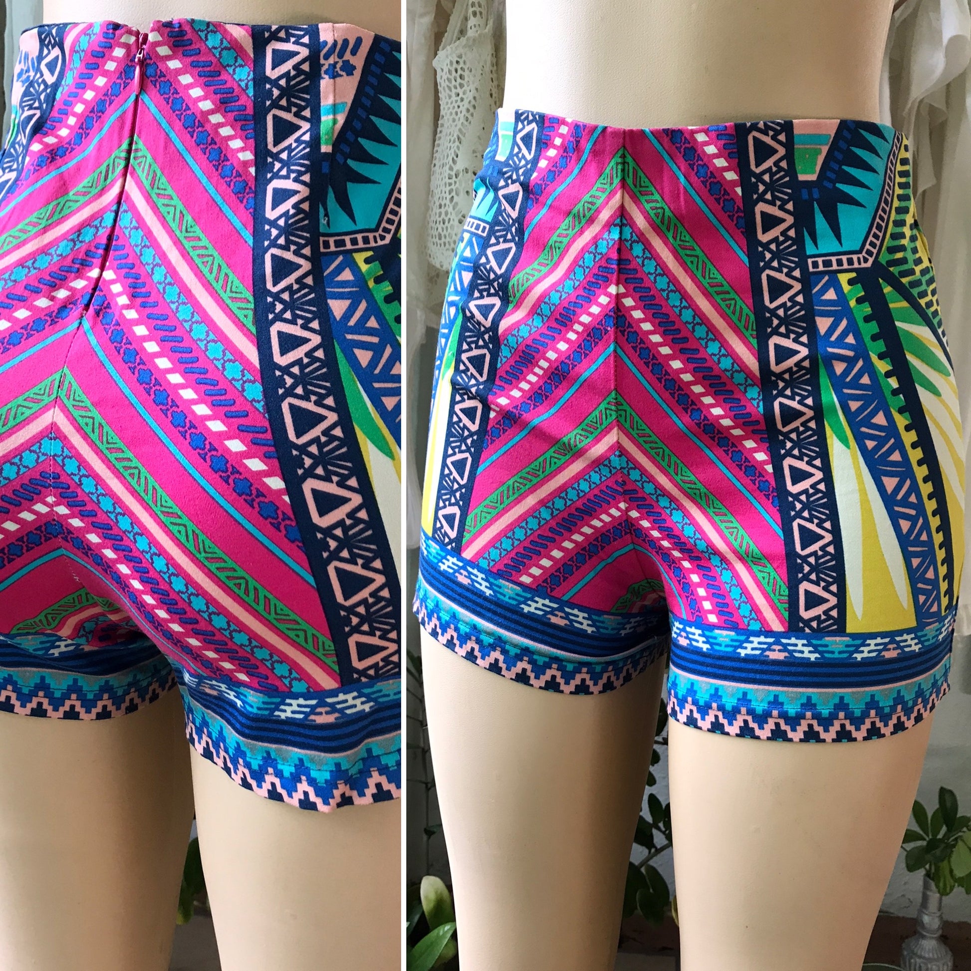 Flying Tomato Bright Pattern Cotton Booty Shorts