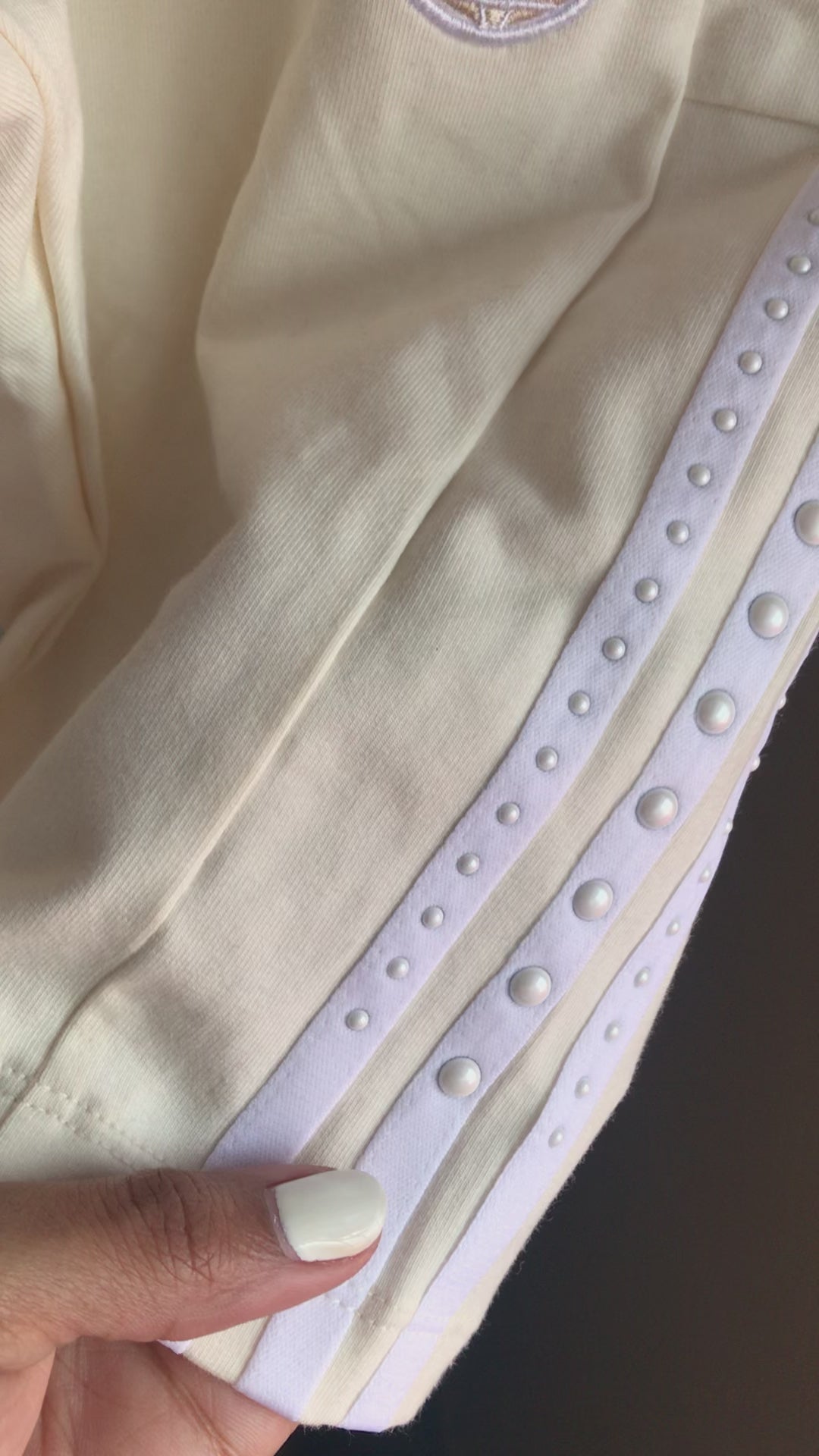 Adidas Pearl Detail Exercise Legging Cream Short ::: S