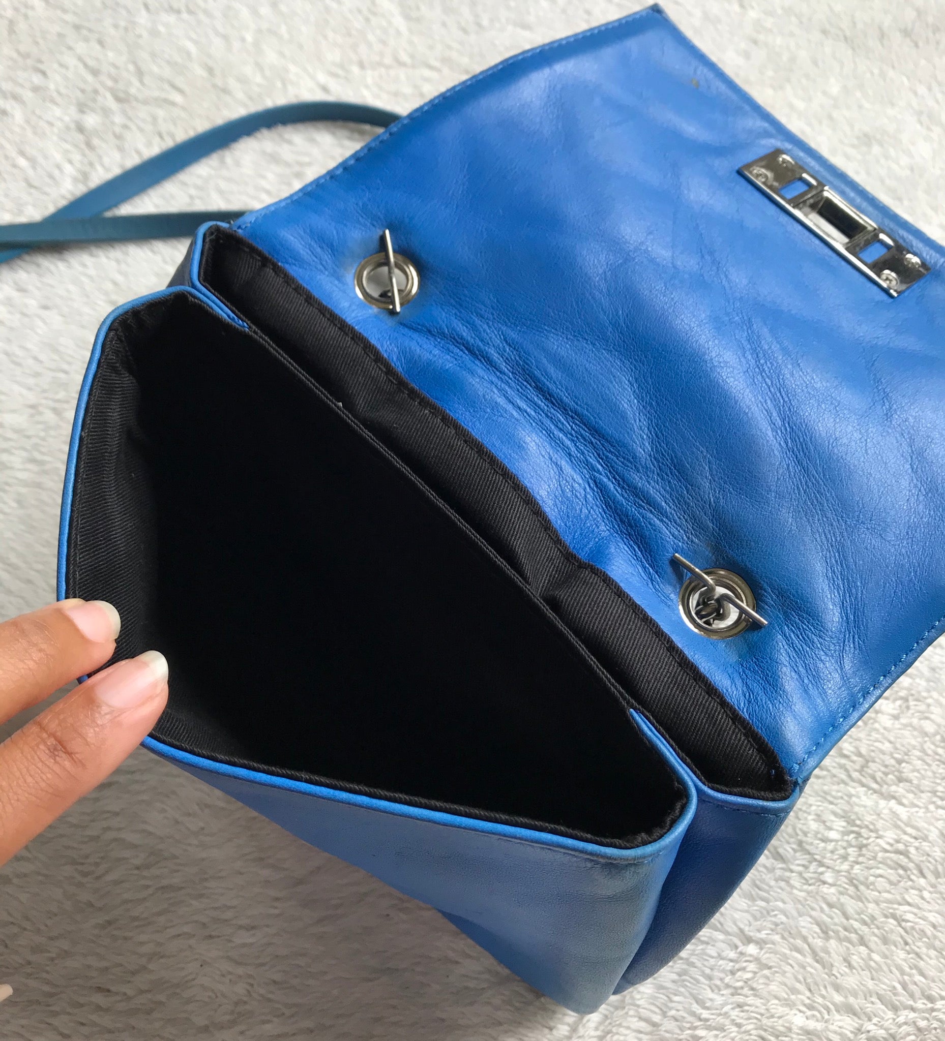 Zara Woman Quilted Cobalt Blue Crossbody Bag