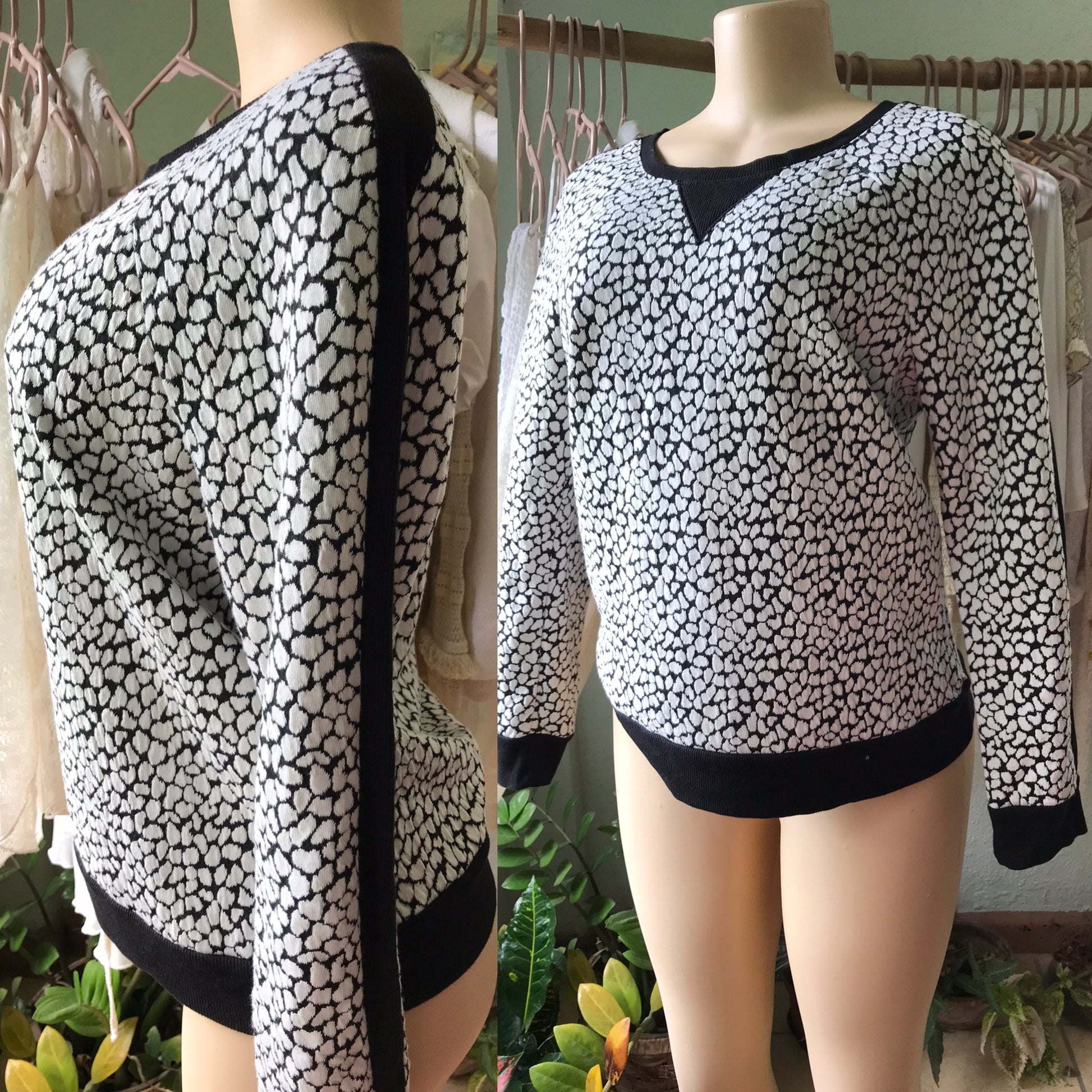 B&W Print Sweater Stripe Cumfy