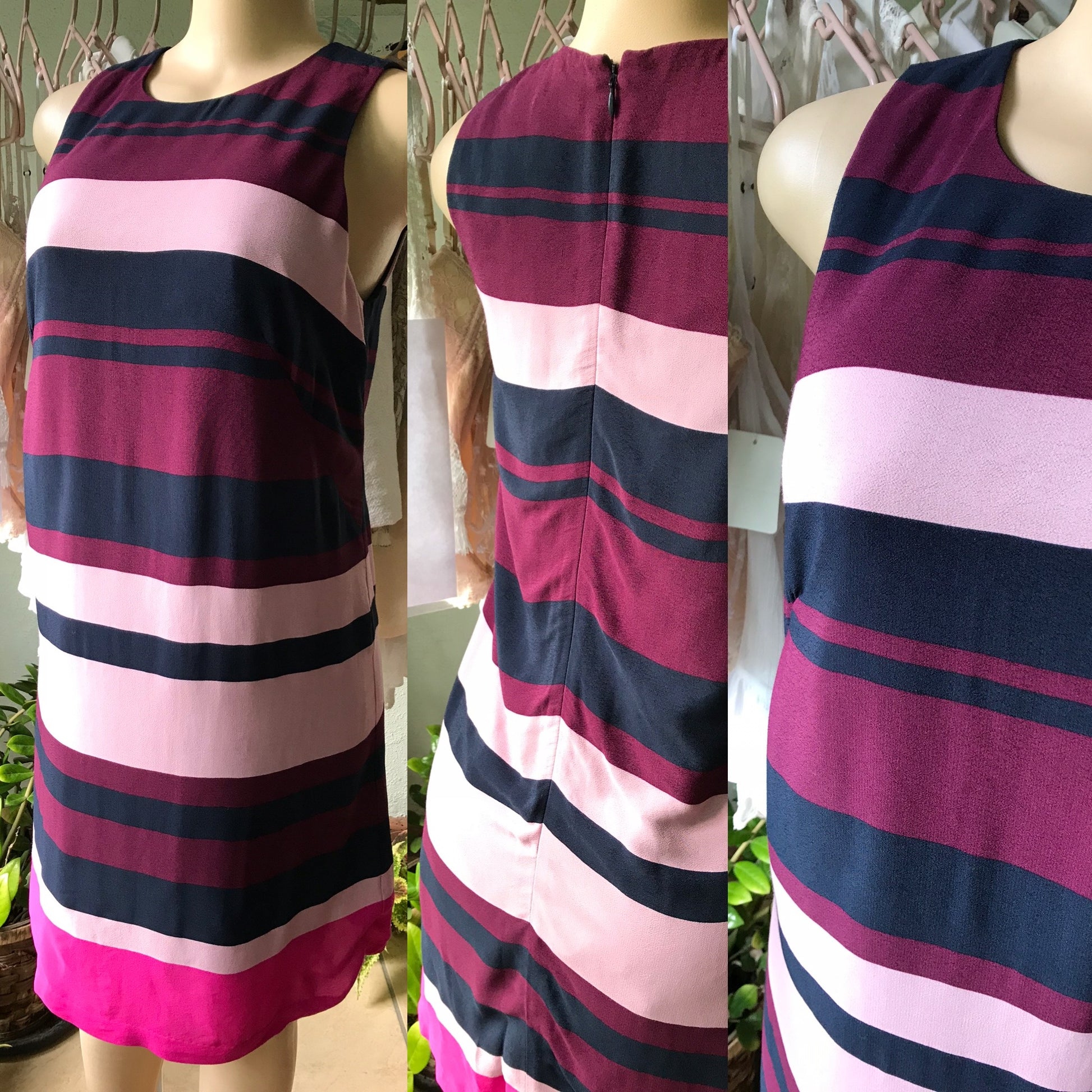 Ann Taylor Purple Block Stripe Professional Dress