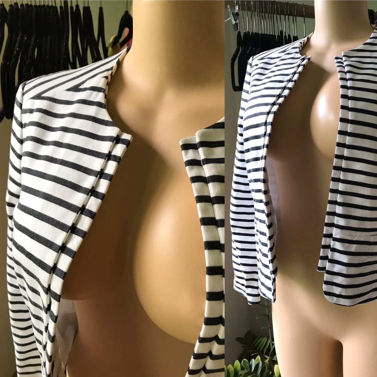 Calvin Klein B&W Stripe Open Blazer