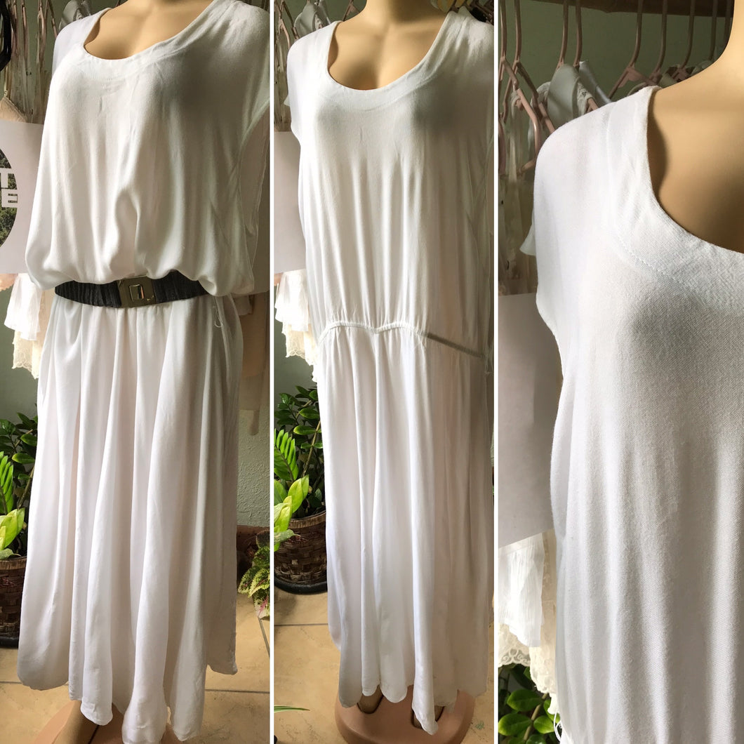 Vintage PLUS White Maxi Dress Soft