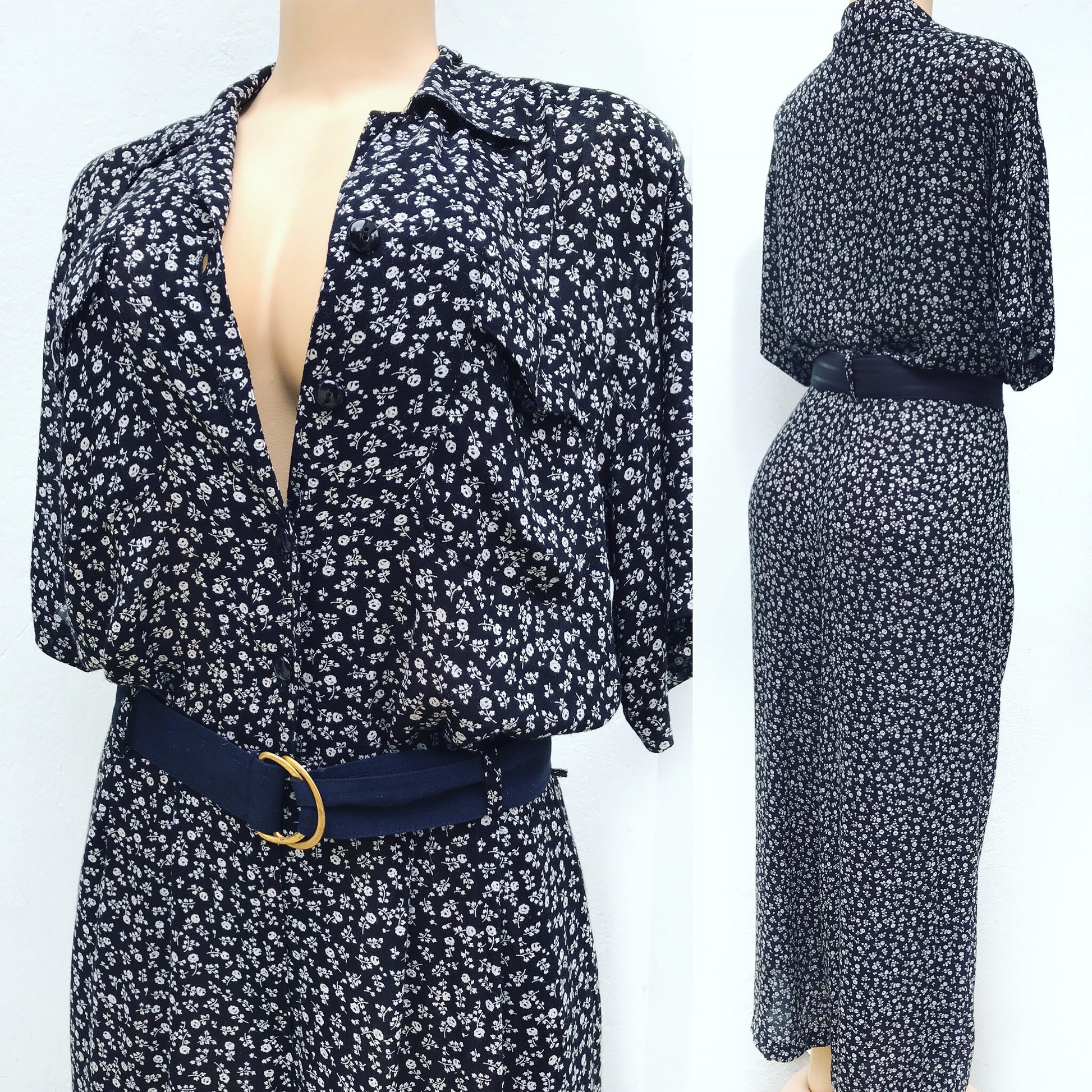 Vintage Soft Jumpsuit B&W Fine Floral