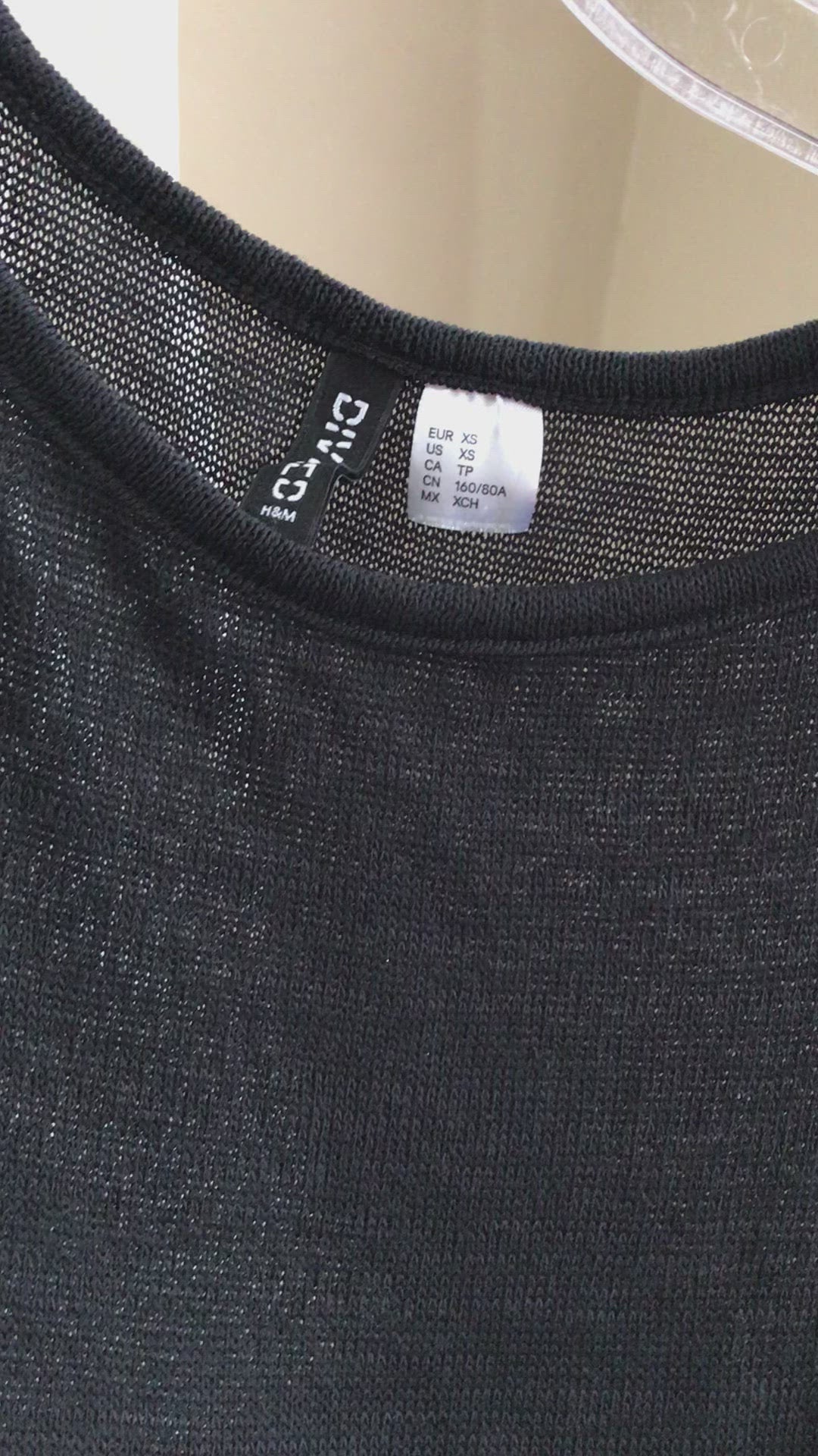 H&M Black Mesh Lace Up Sleeve Fashion Sweater XS/S