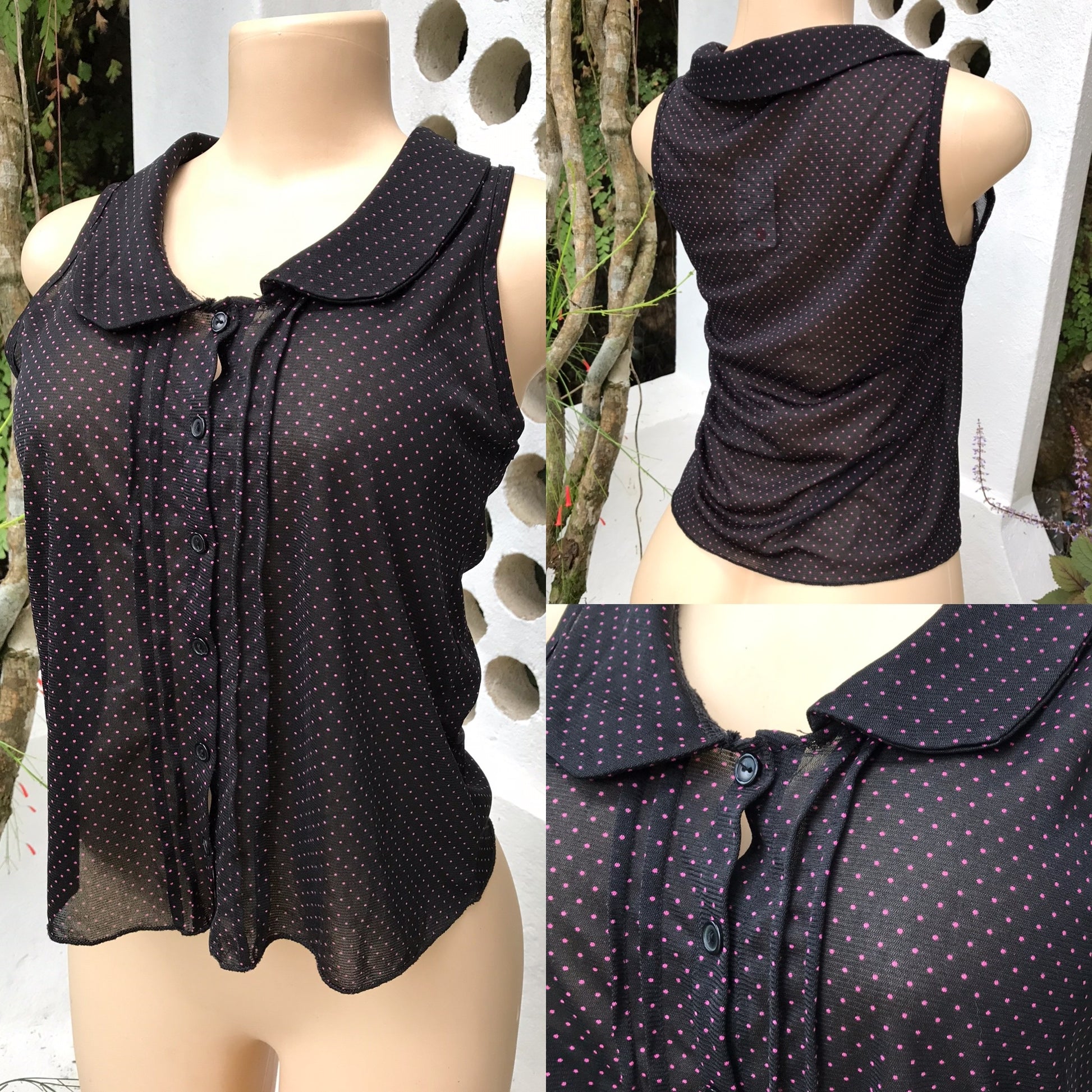 Black Fine Polka Work/Play Blouse