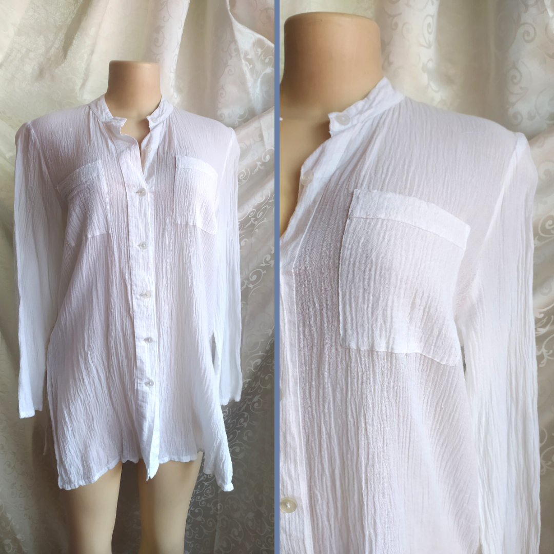 All About Eve White Cotton Button Down - M