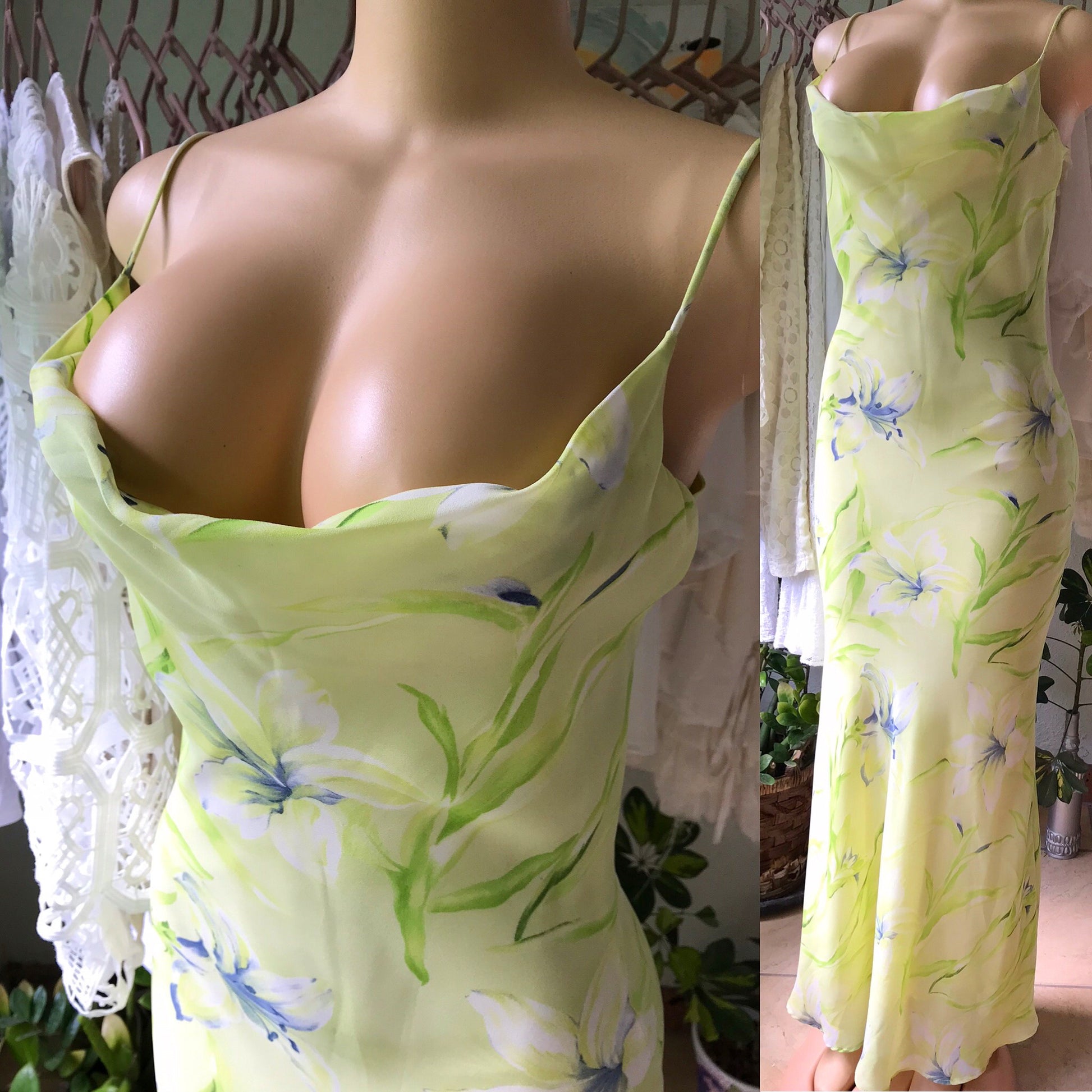 Vintage Lemon Lime 90s Maxi Dress