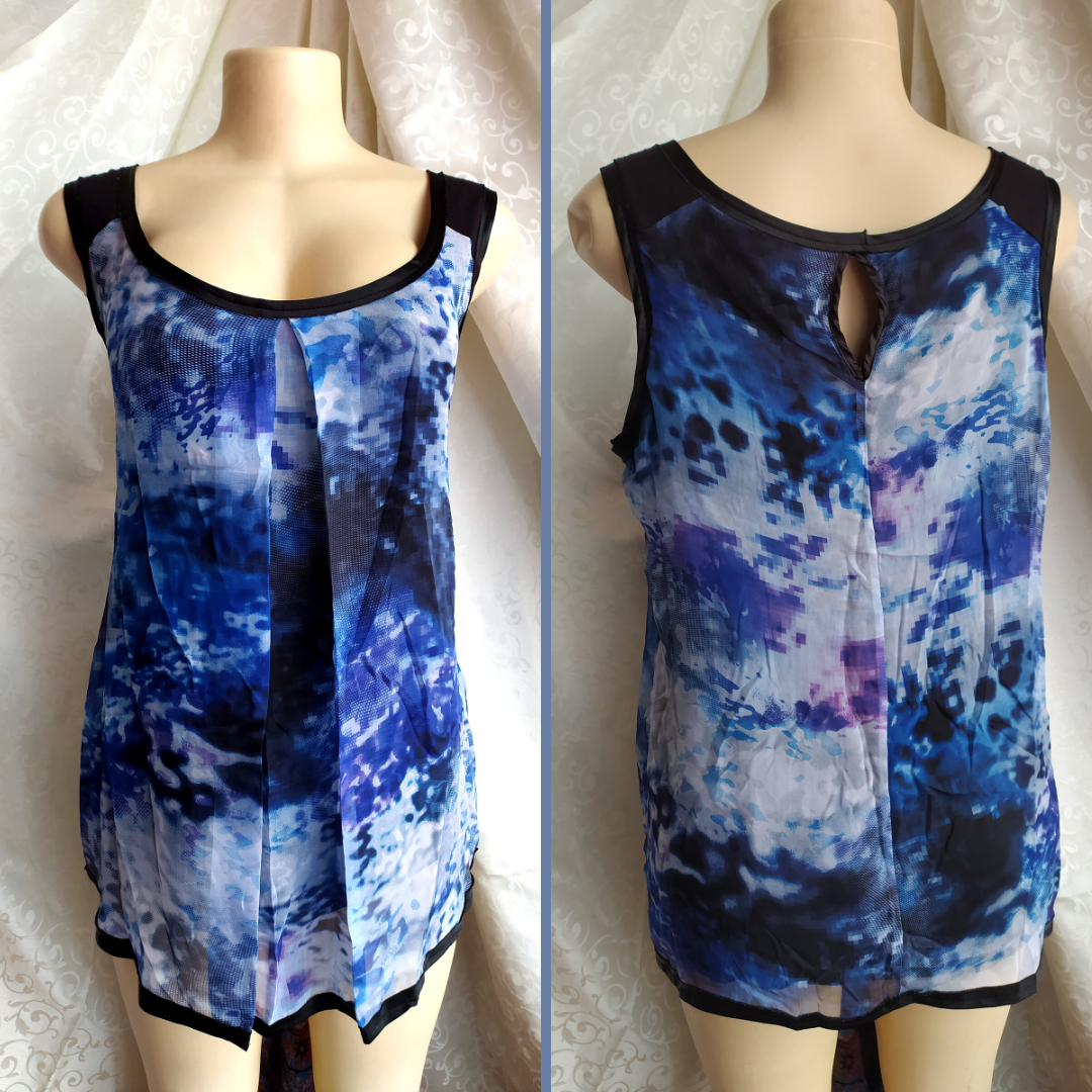 Blue Crush Sleeveless Sheer Blouse - L