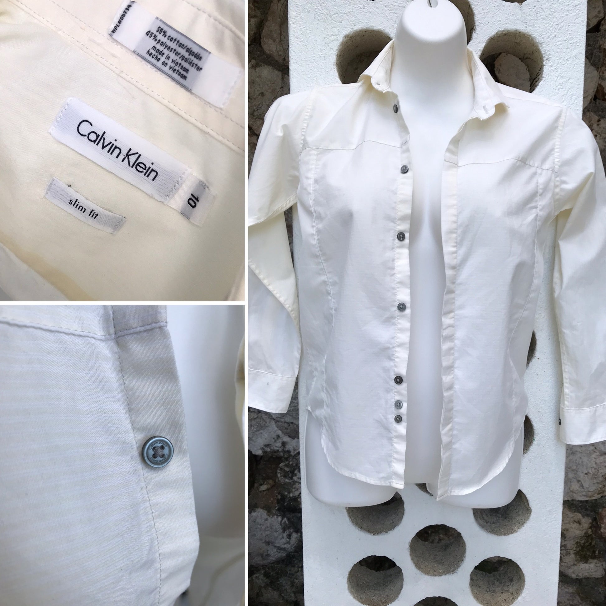Calvin Klein Concealed Button Low Key Stripe Professional Shirt - XS/S