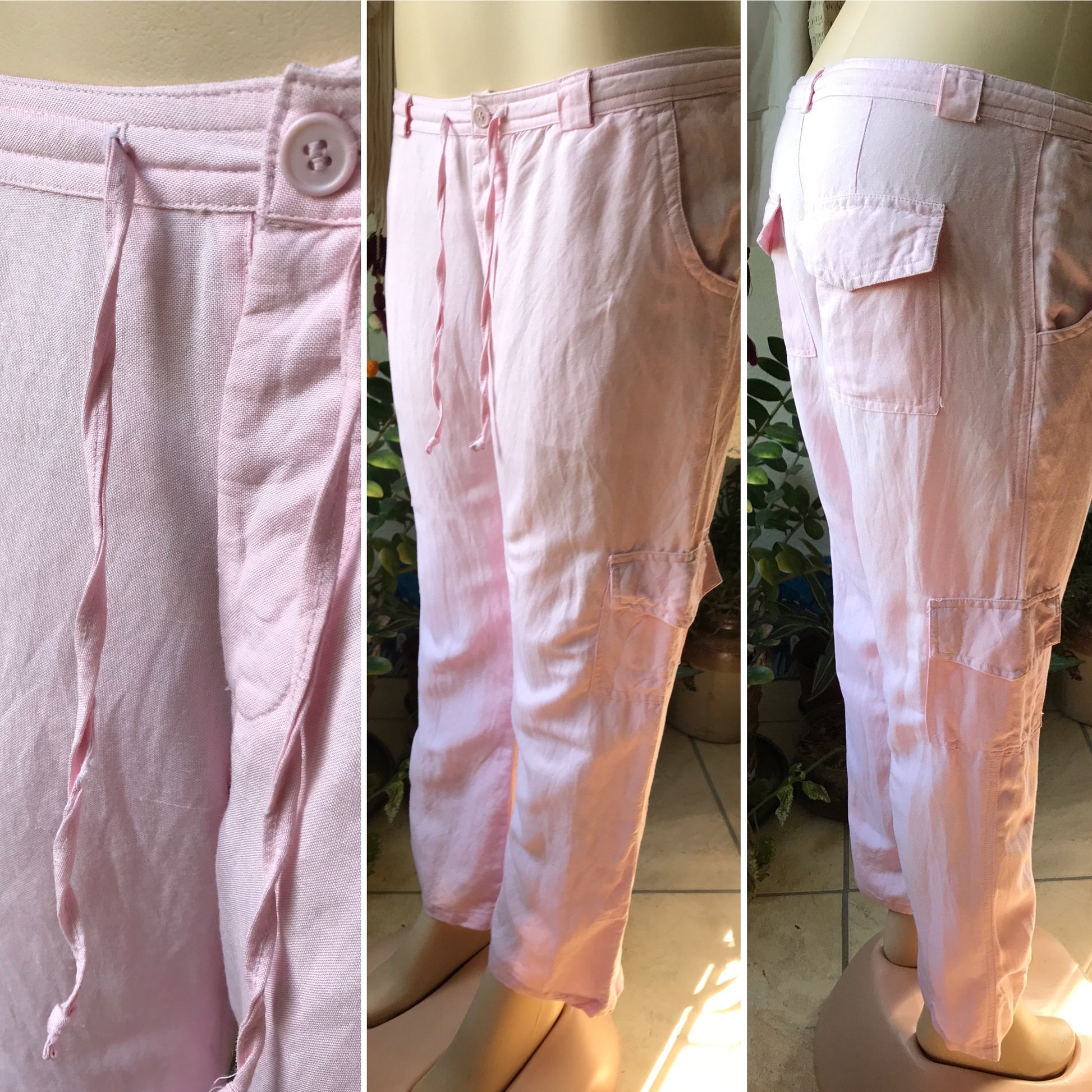 Baby Pink Relaxed Draw String Pant Linen