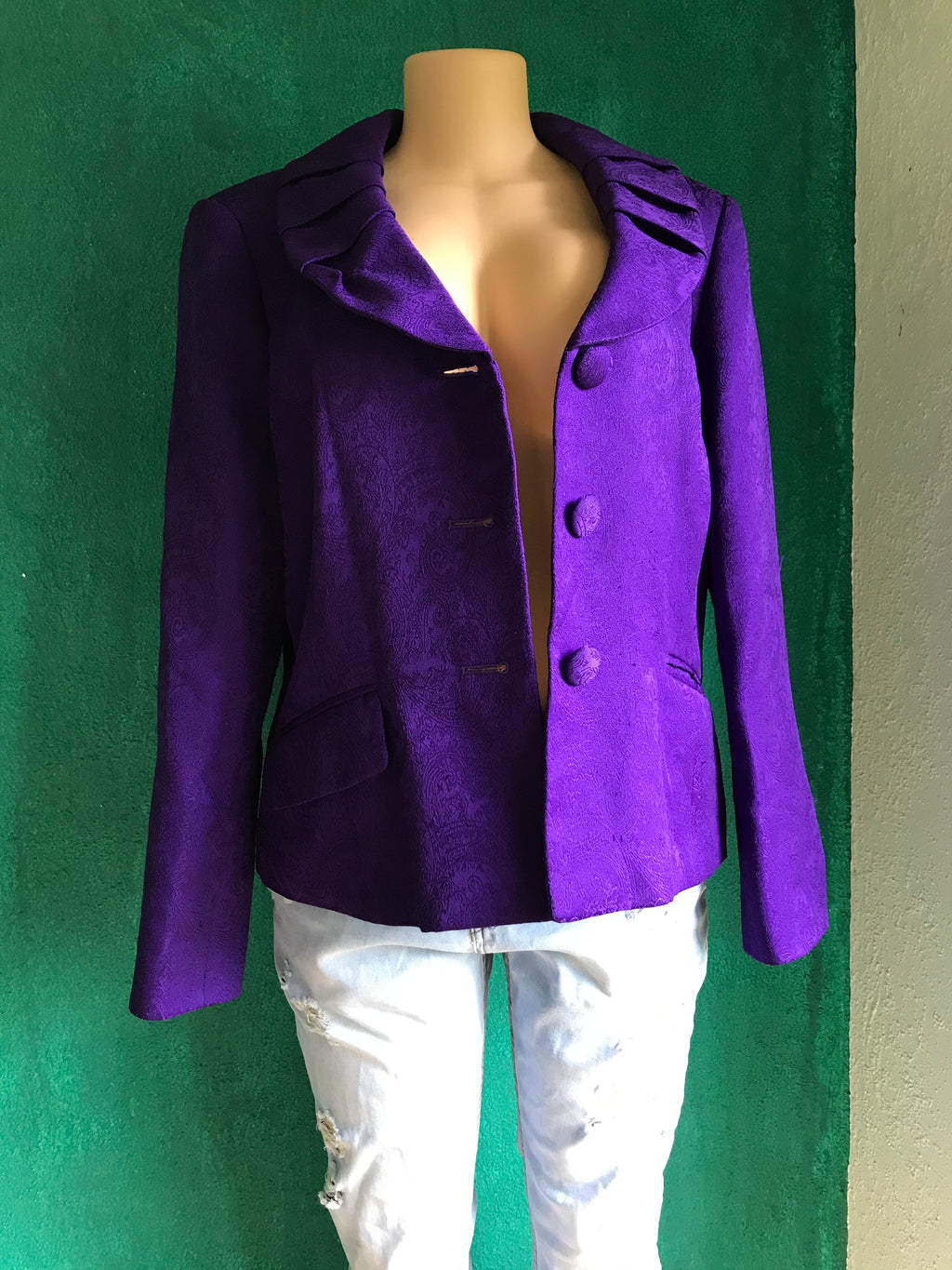 Electric Purple Vintage Shawl Collar Blazer