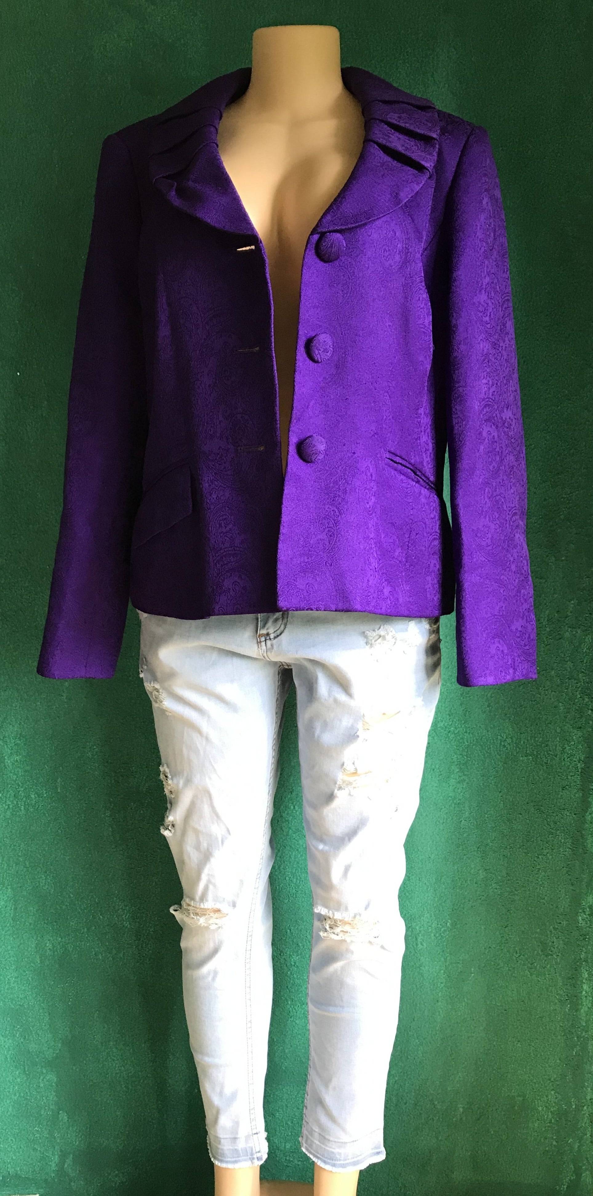Electric Purple Vintage Shawl Collar Blazer