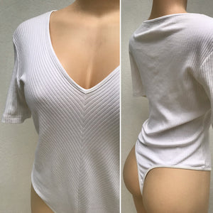 Marks & Spencer UK White Ribbed Bodysuit Staple