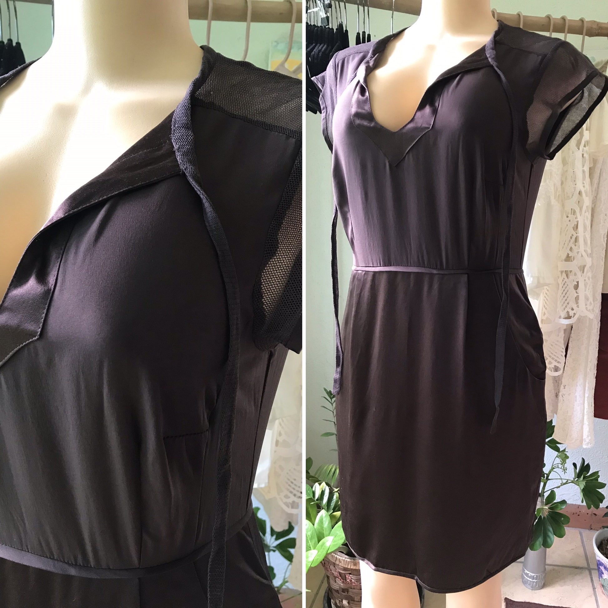 100% Silk Chocolate Brown Evening Dress •••