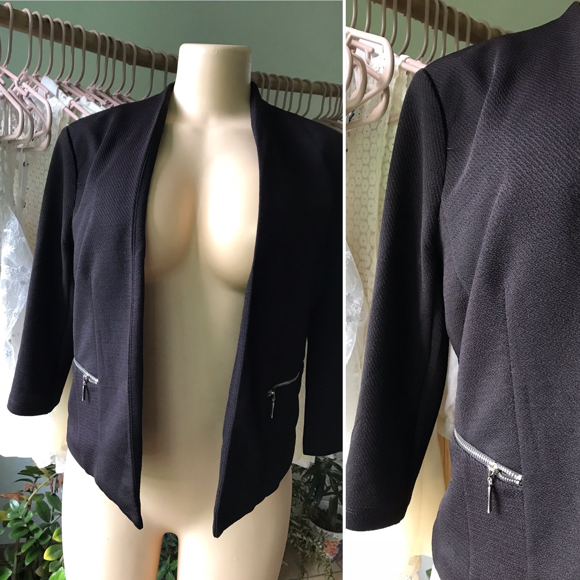 Black Blazer with Zip Pockets