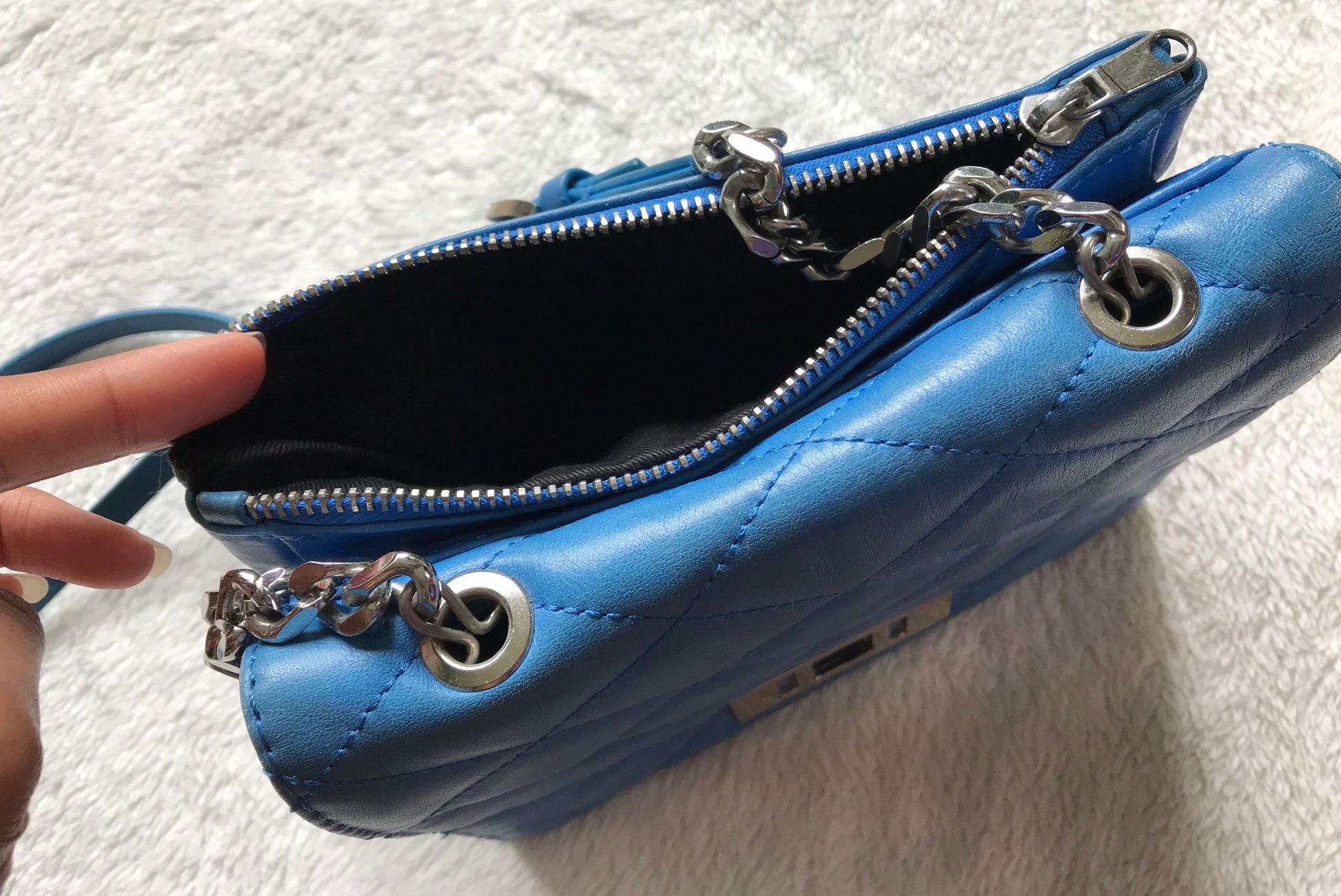 Zara Woman Quilted Cobalt Blue Crossbody Bag