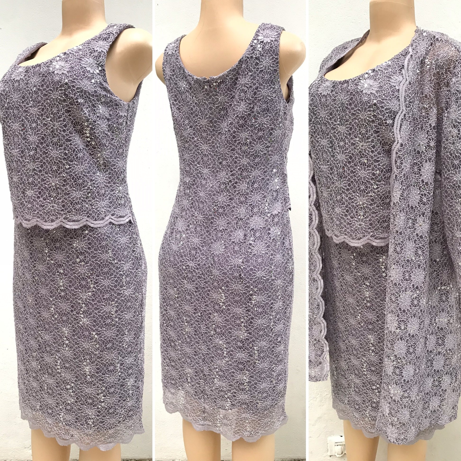 Lavender Semi Formal Sequin Dress & Coverup Set