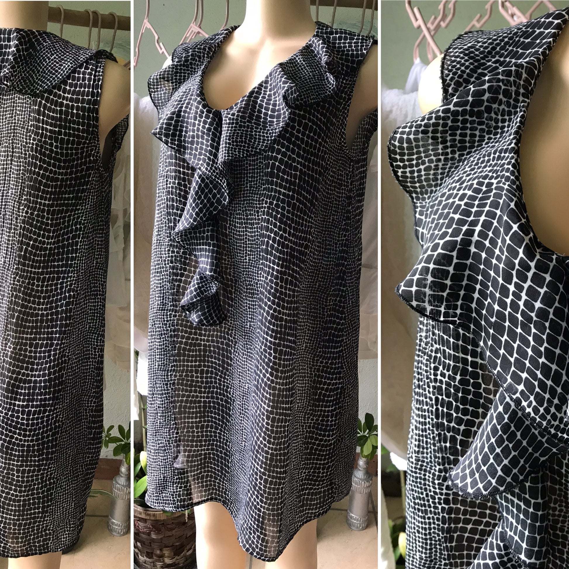 B&W Snakeskin Sheer Tunic Dress